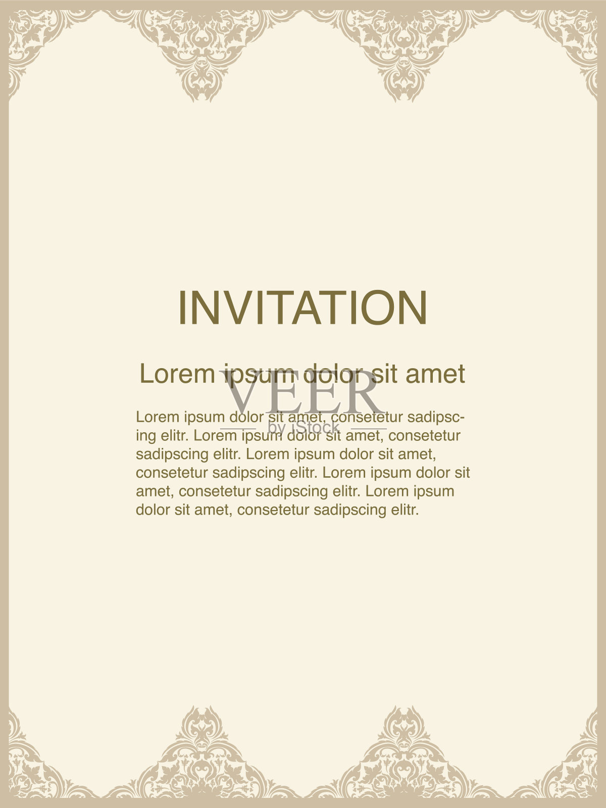 邀请模板，背景和框架边界矢量设计花卉装饰在复古艺术风格插图设计模板素材