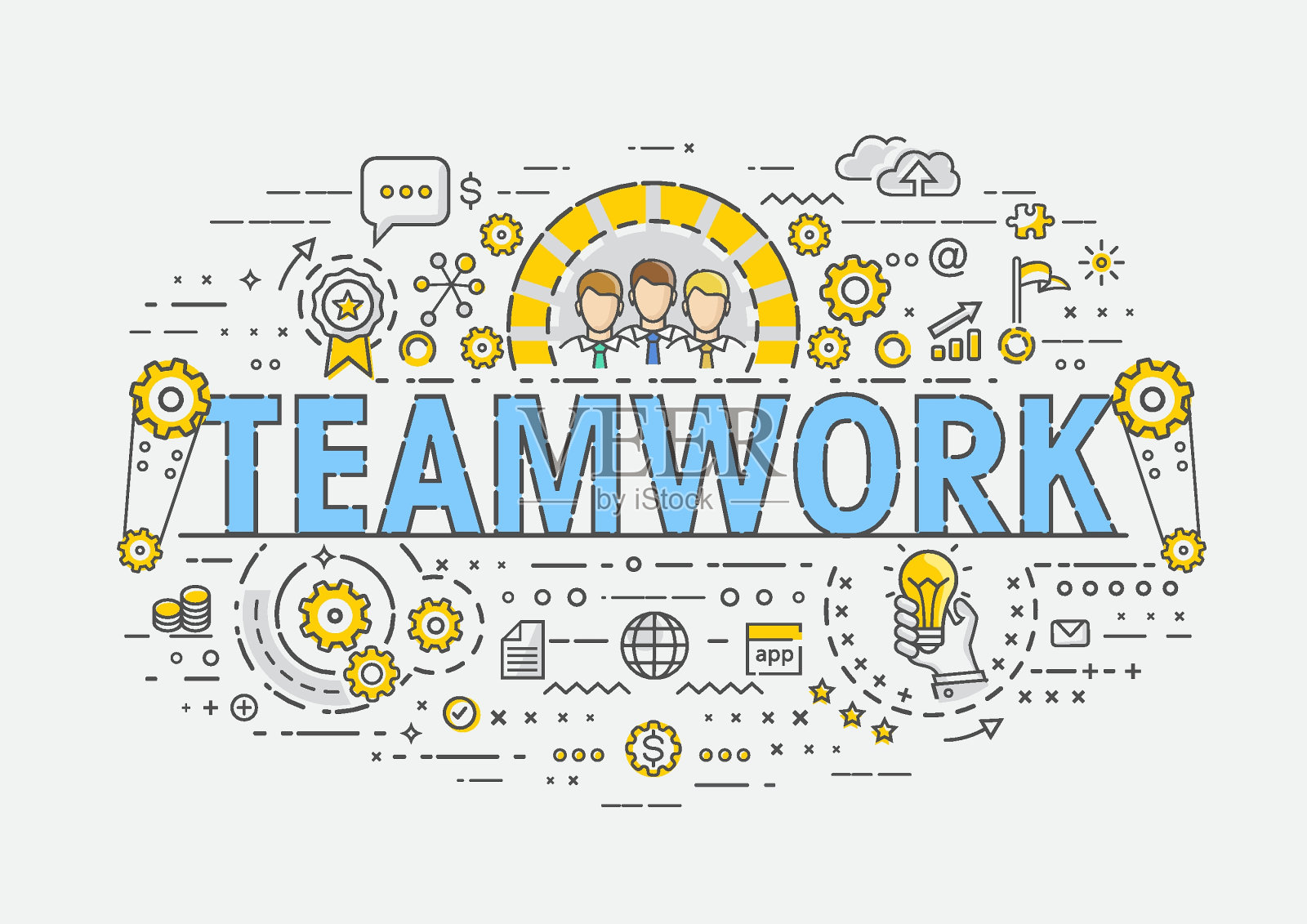 Thin概念-团队合作插画图片素材