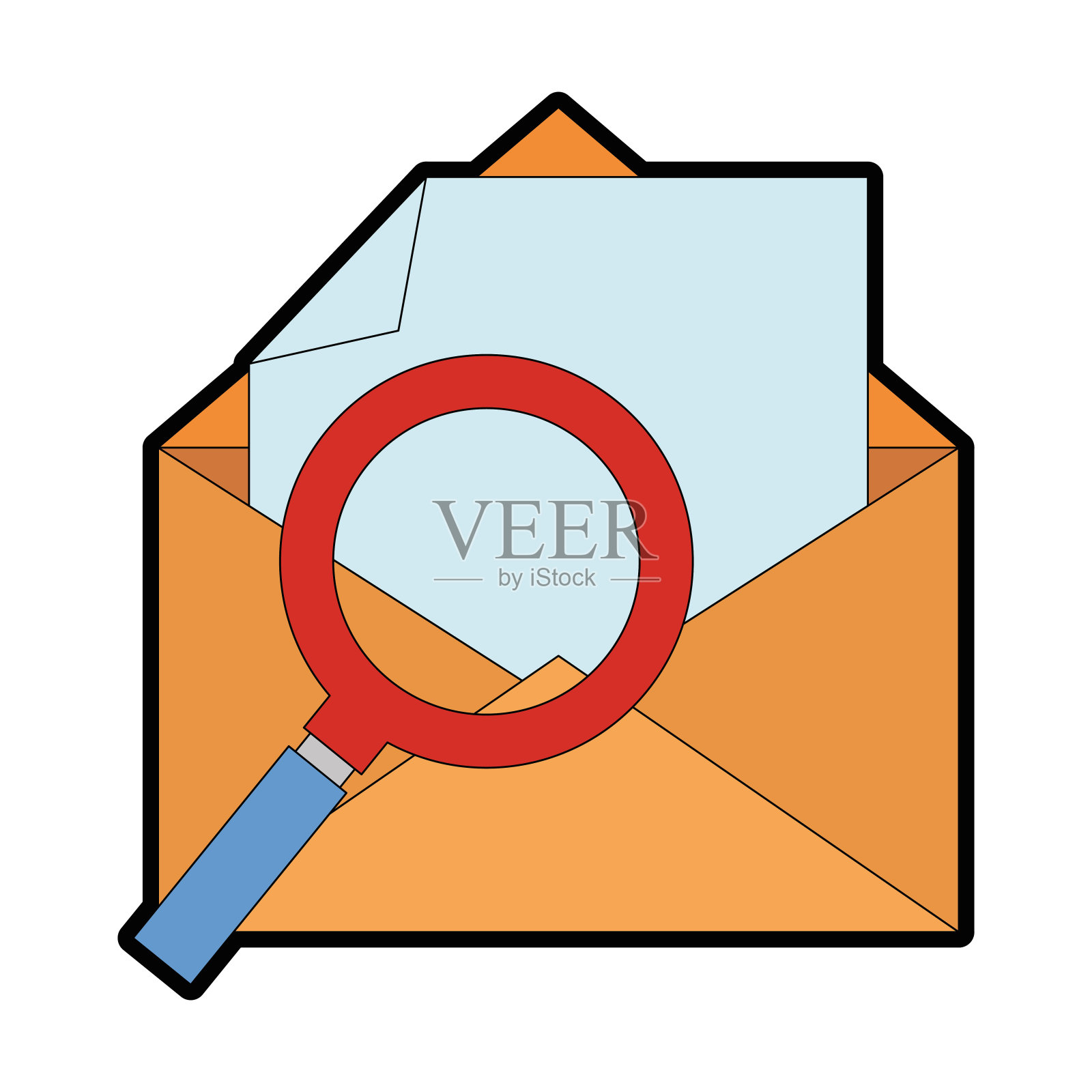 用放大镜邮寄信封插画图片素材