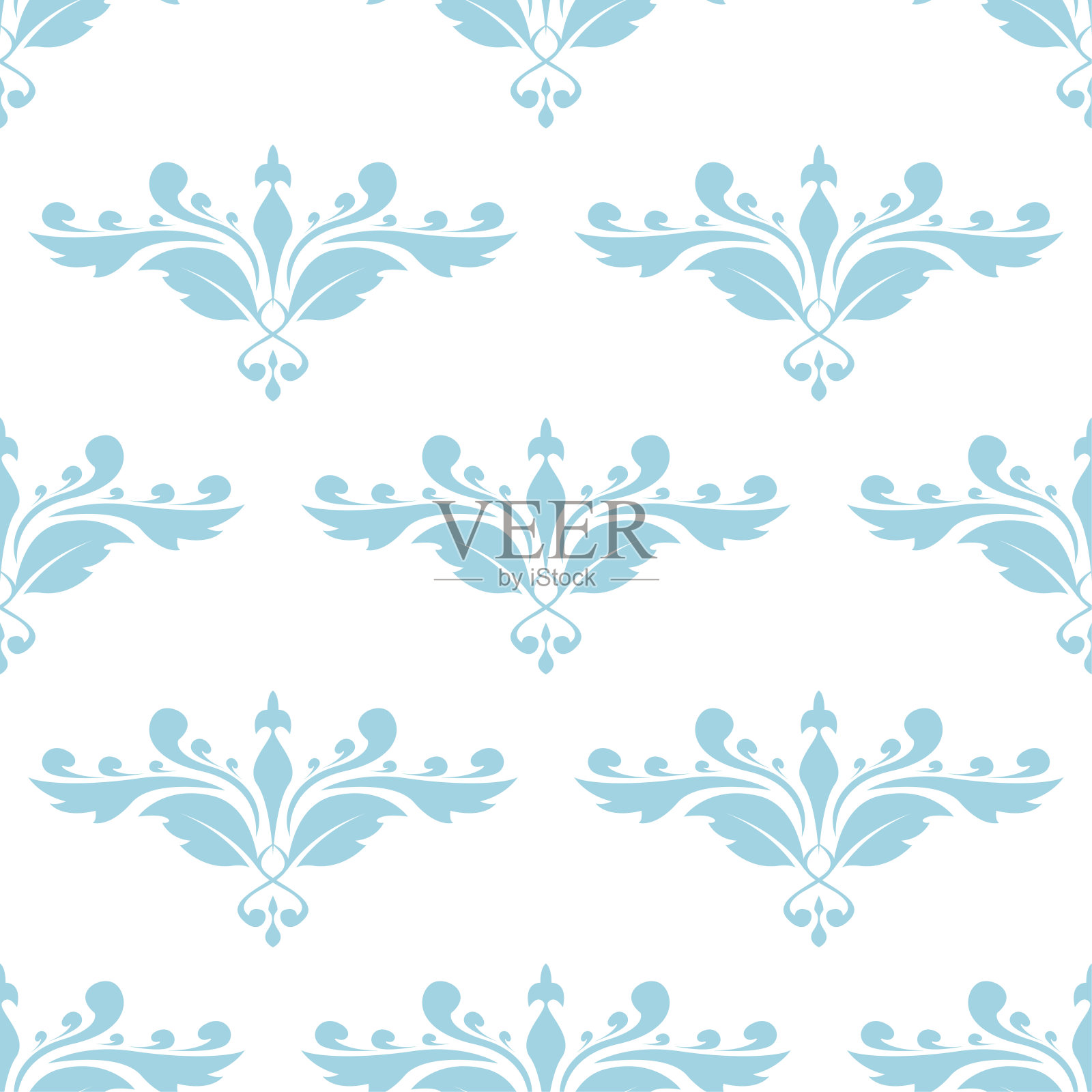 浅蓝色和白色的花无缝图案插画图片素材