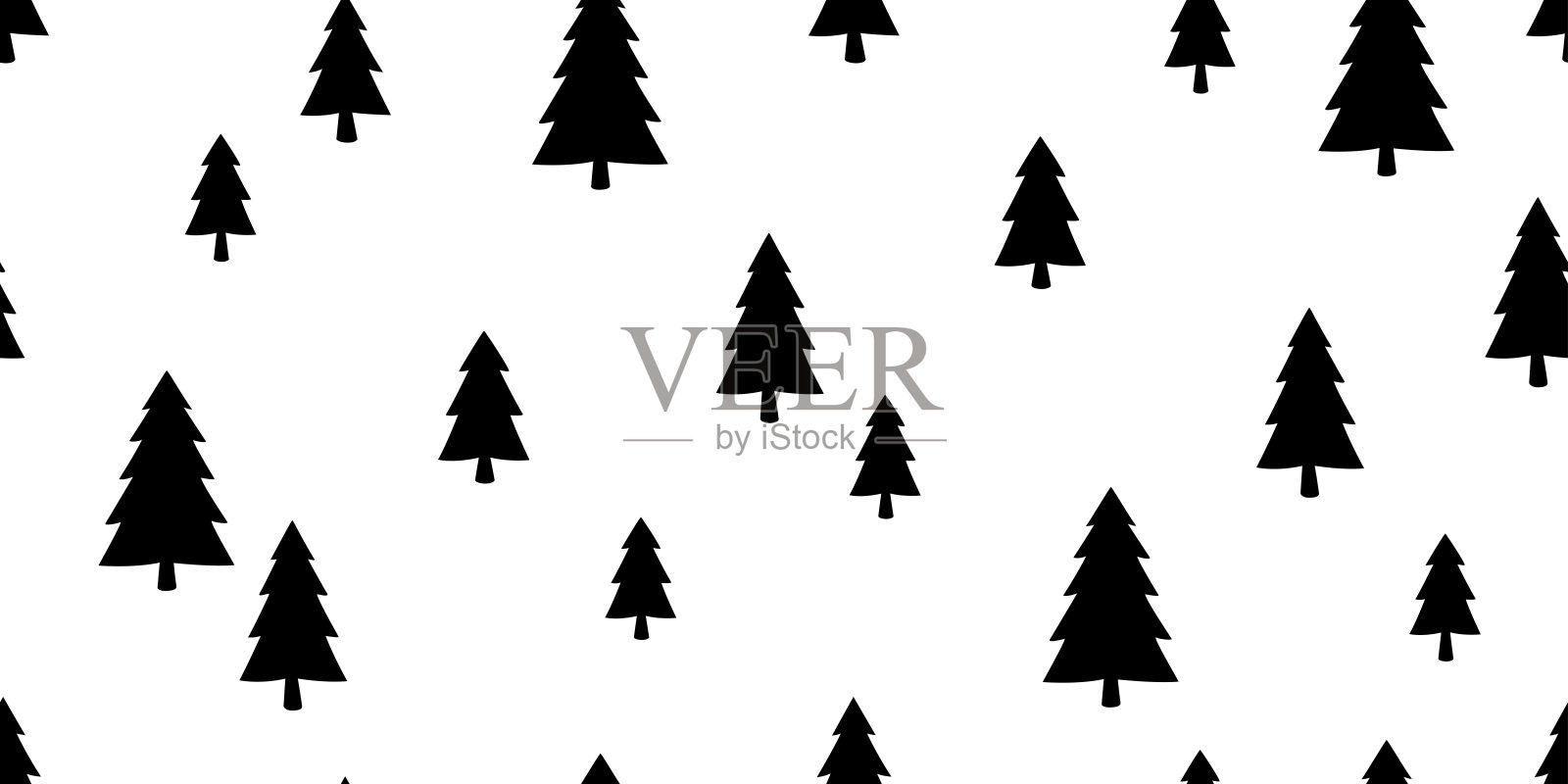 圣诞树木森林雪山圣诞老人新年矢量无缝图案壁纸背景插画图片素材