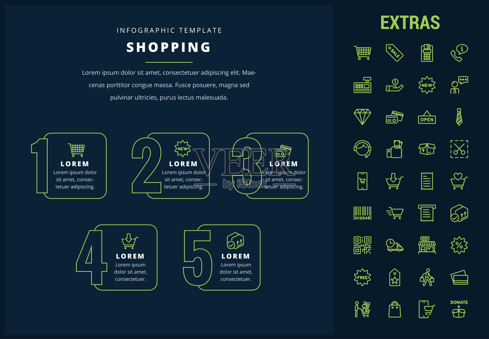 购物信息图表模板，元素和图标插画图片素材