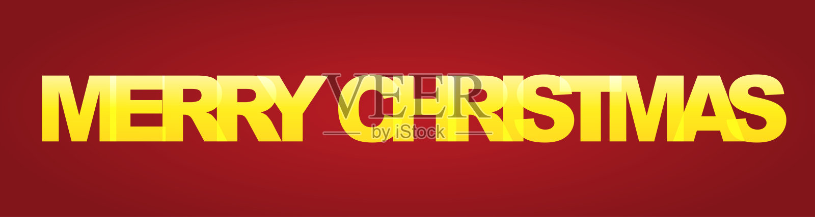 “圣诞快乐”这个词。矢量旗帜与明亮的文字，金色的红色插画图片素材