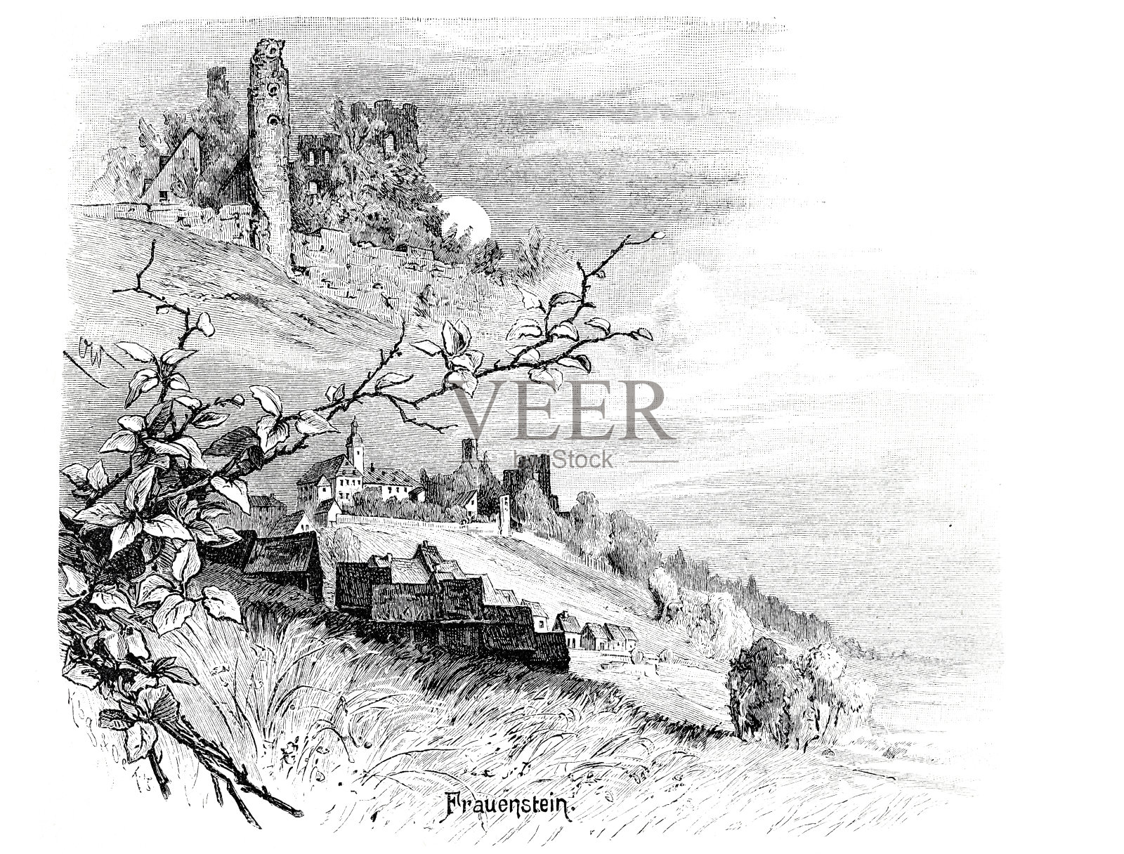 萨克森山脉的弗劳恩斯坦附近的风景插画图片素材