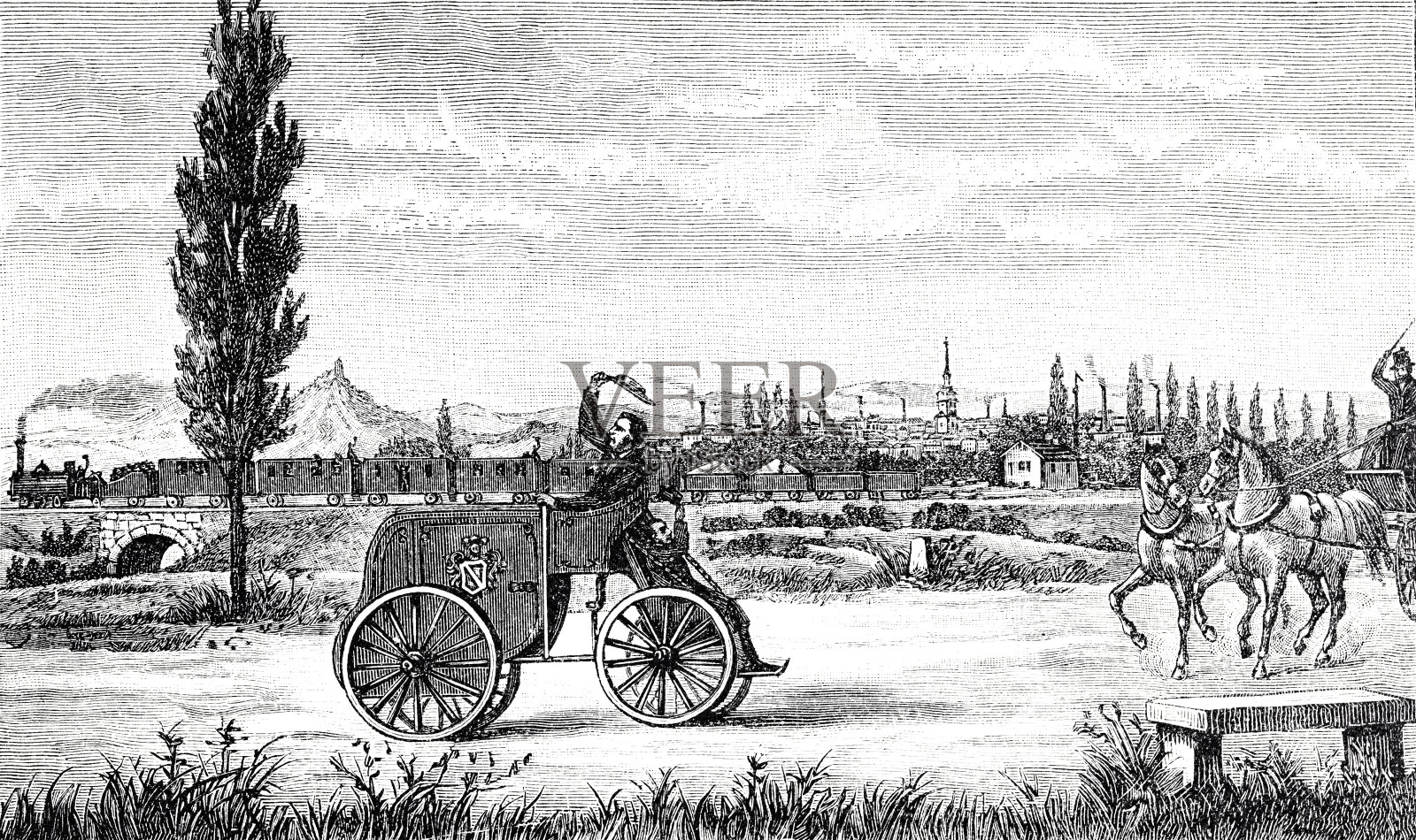 Kröner的驱动机器从1846年插画图片素材