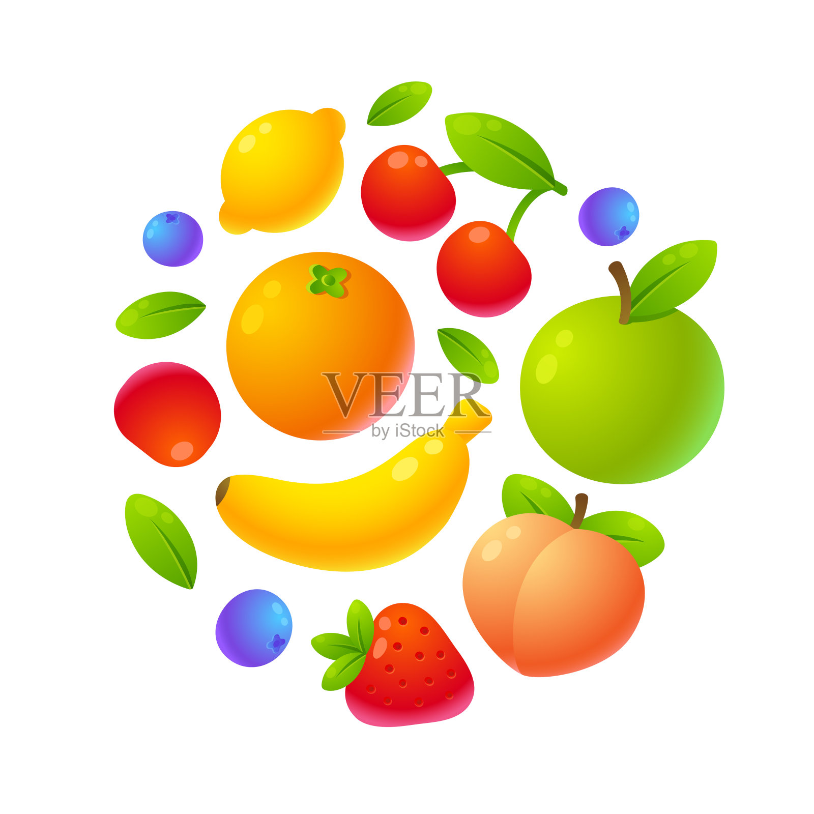 果实圆内插画图片素材