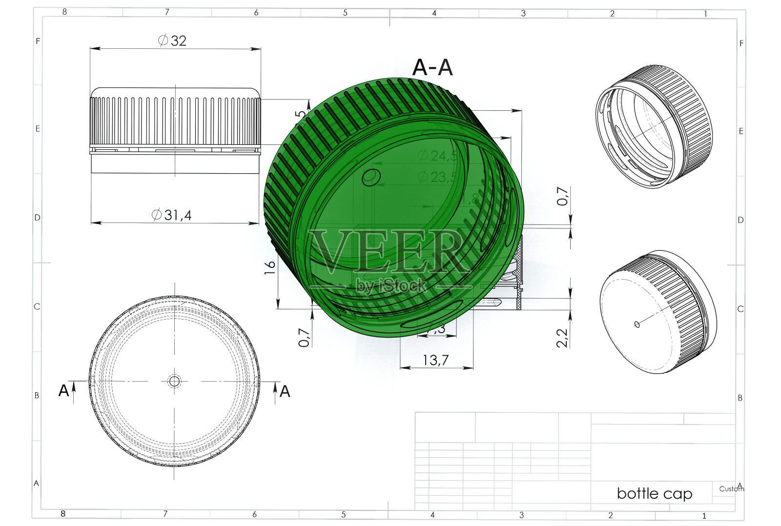 3d渲染的塑料瓶盖照片摄影图片