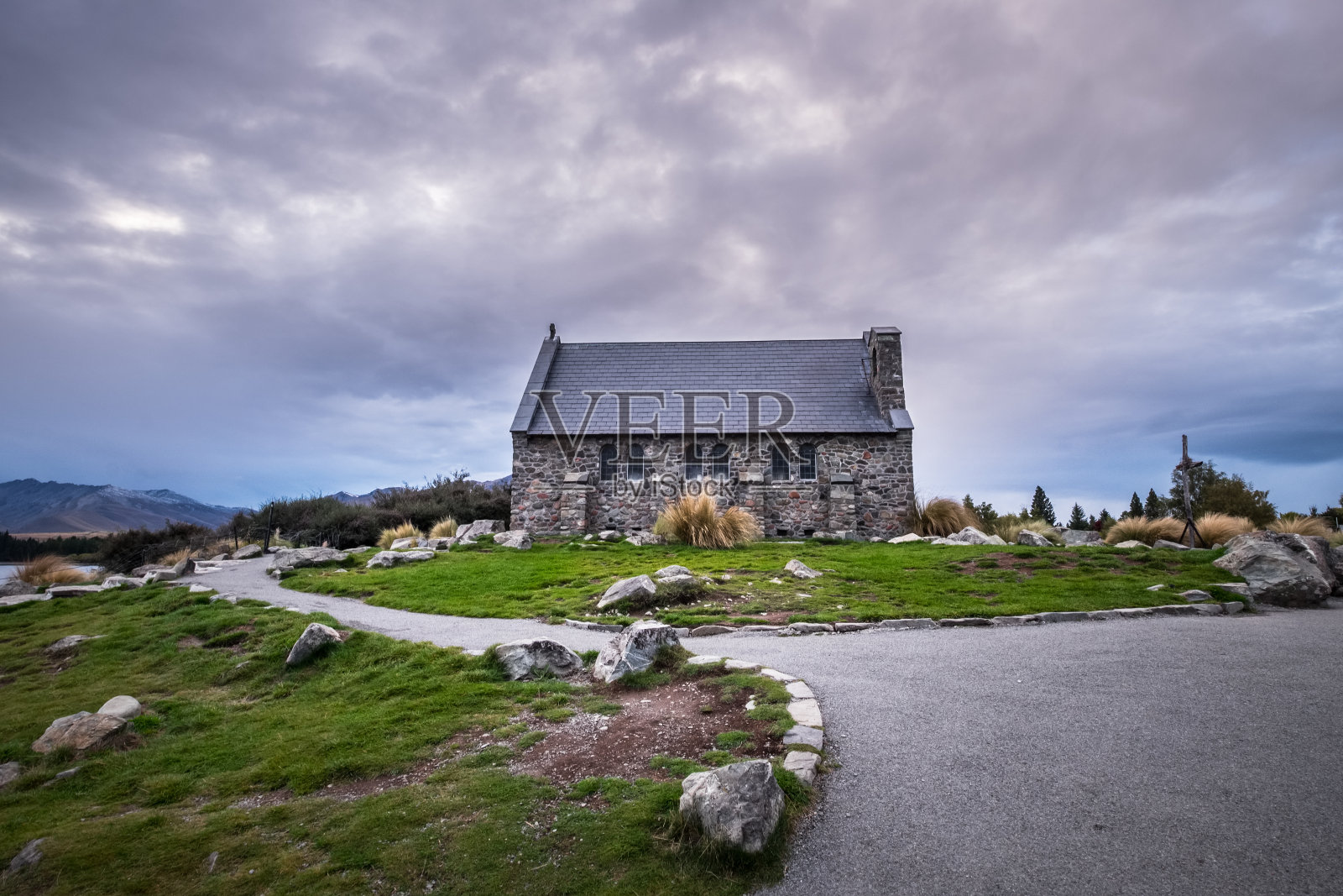 新西兰特卡波湖的好牧人教堂照片摄影图片
