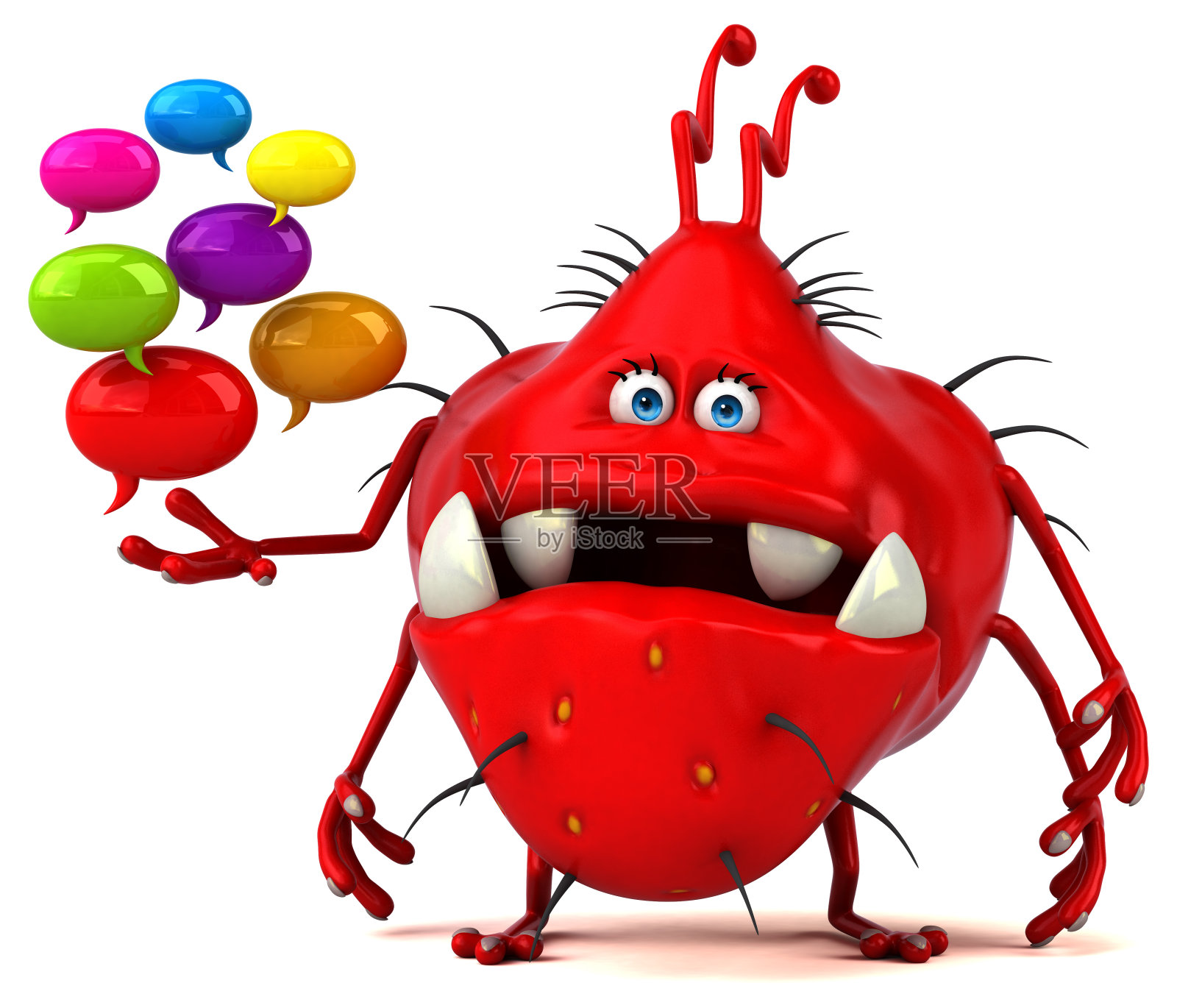 有趣的细菌- 3D插图照片摄影图片