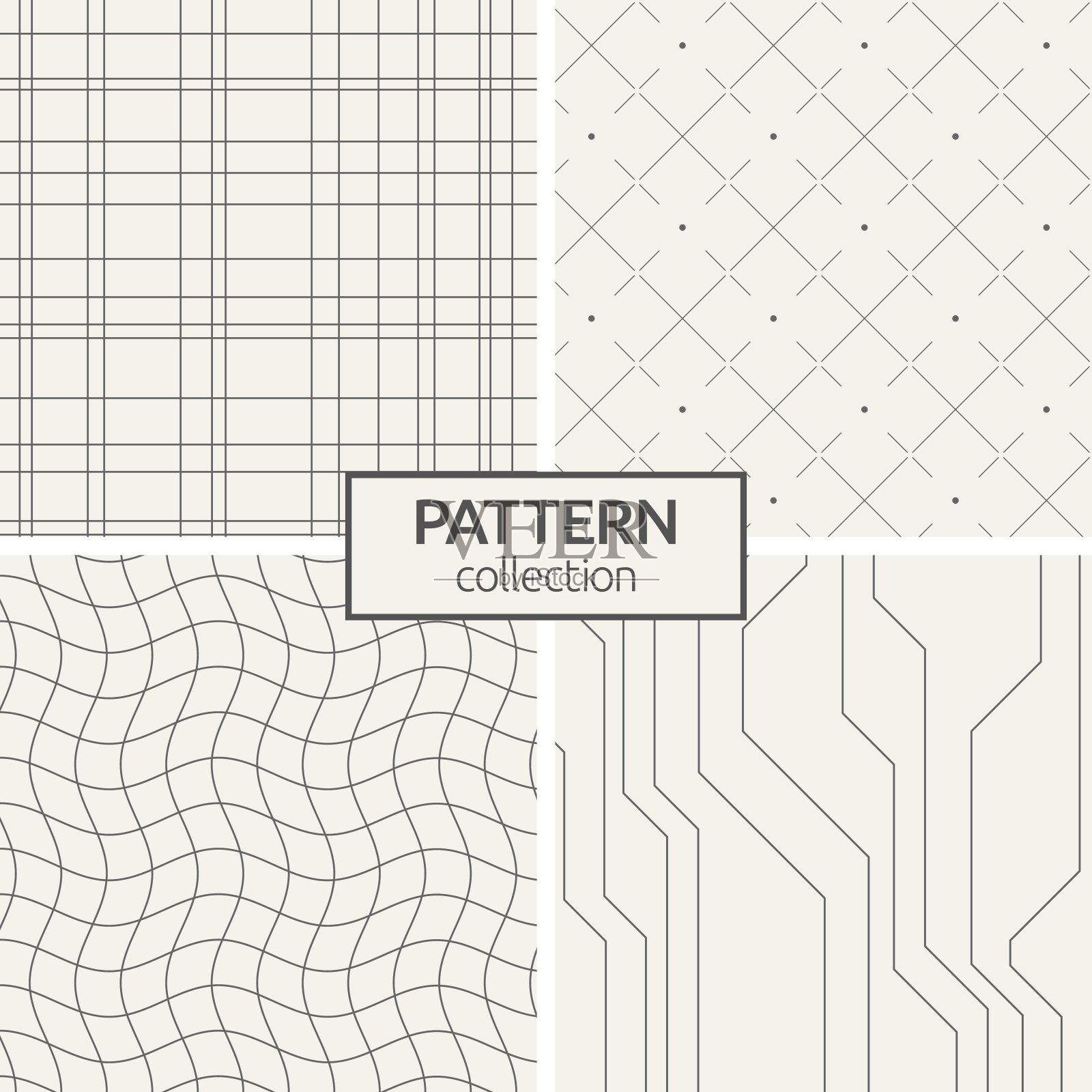 四套无缝模式。插画图片素材