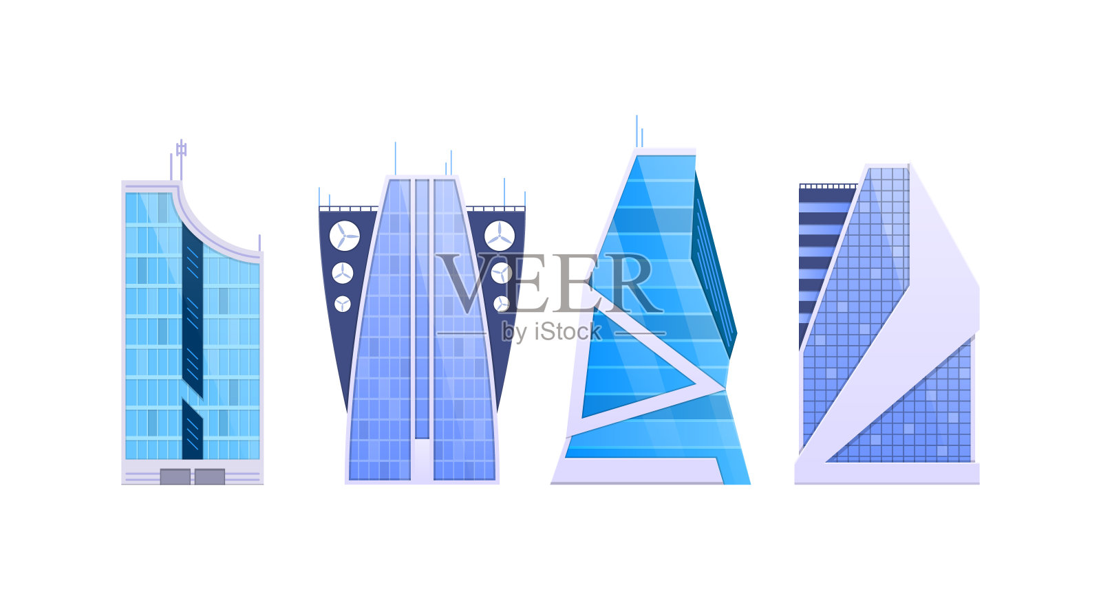 城市景观、景观。集城市建筑、房地产为一体的城市建筑插画图片素材