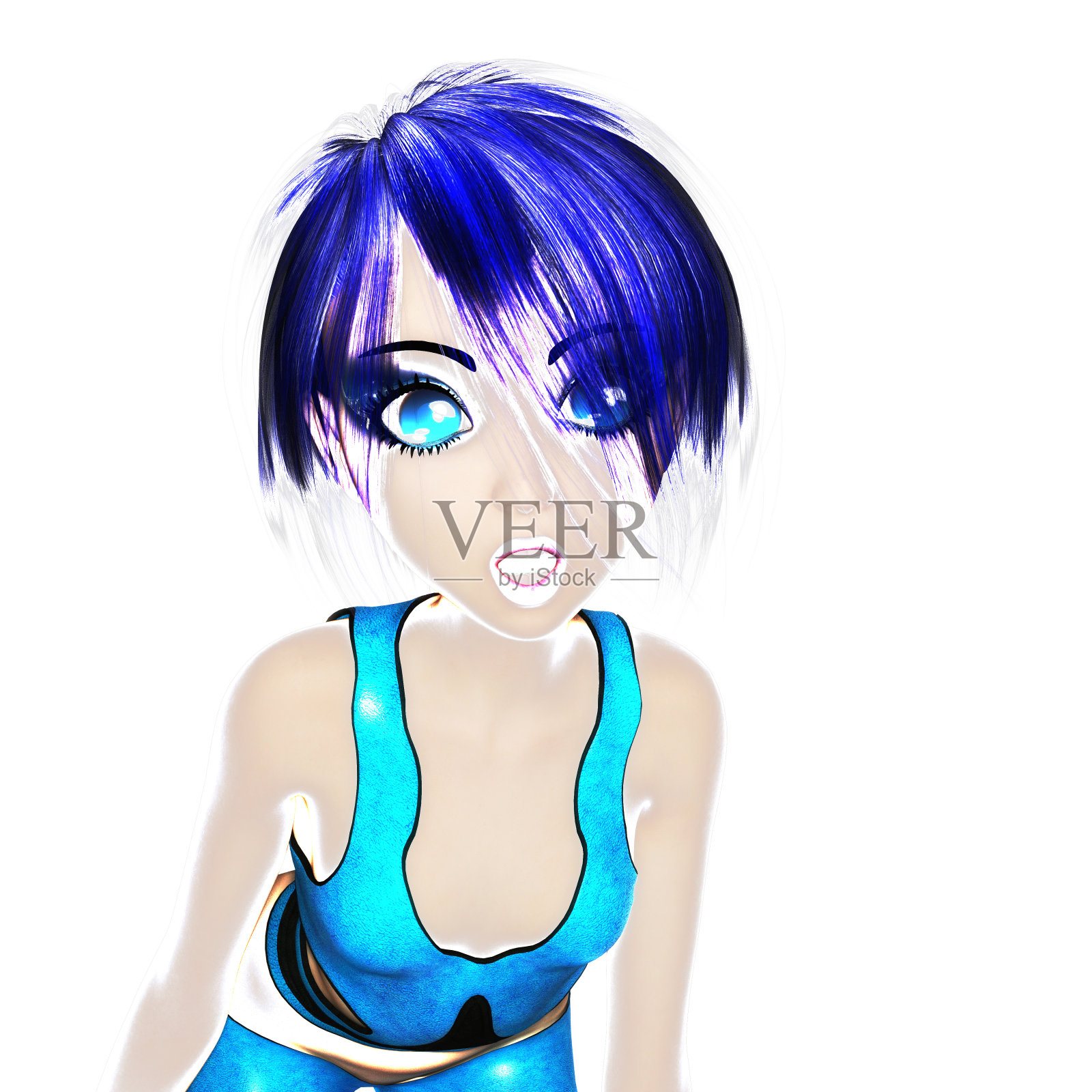 数码3D插图的一个漫画女孩照片摄影图片