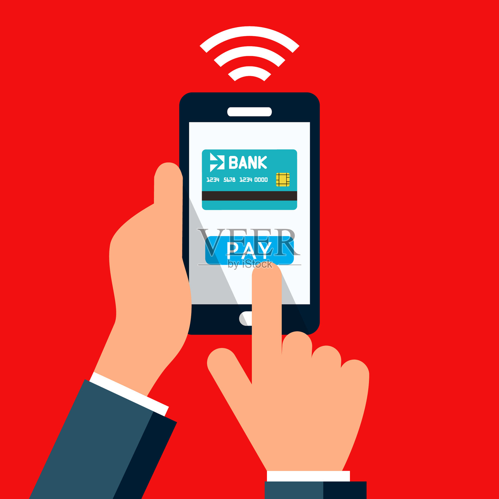 智能手机非接触式支付-向量插画图片素材