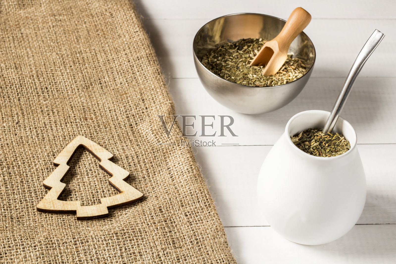 耶尔巴mate圣诞背景照片摄影图片