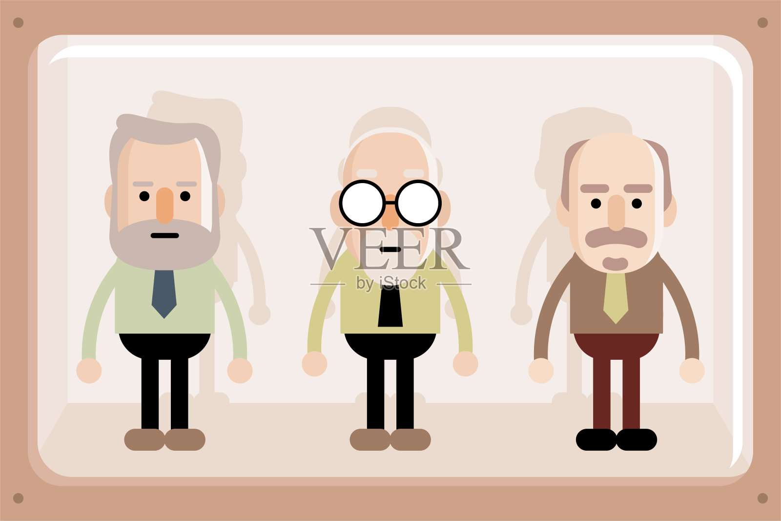 橱窗里的高级商人插画图片素材