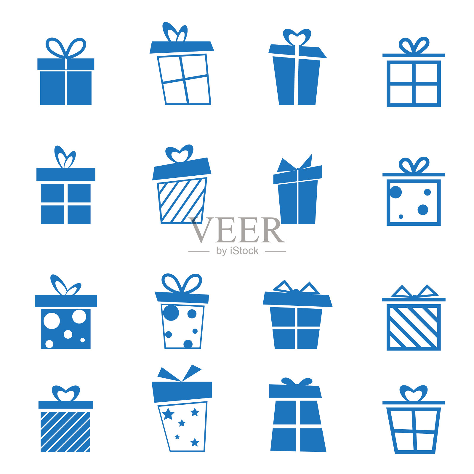 礼盒设置平面图标图标素材