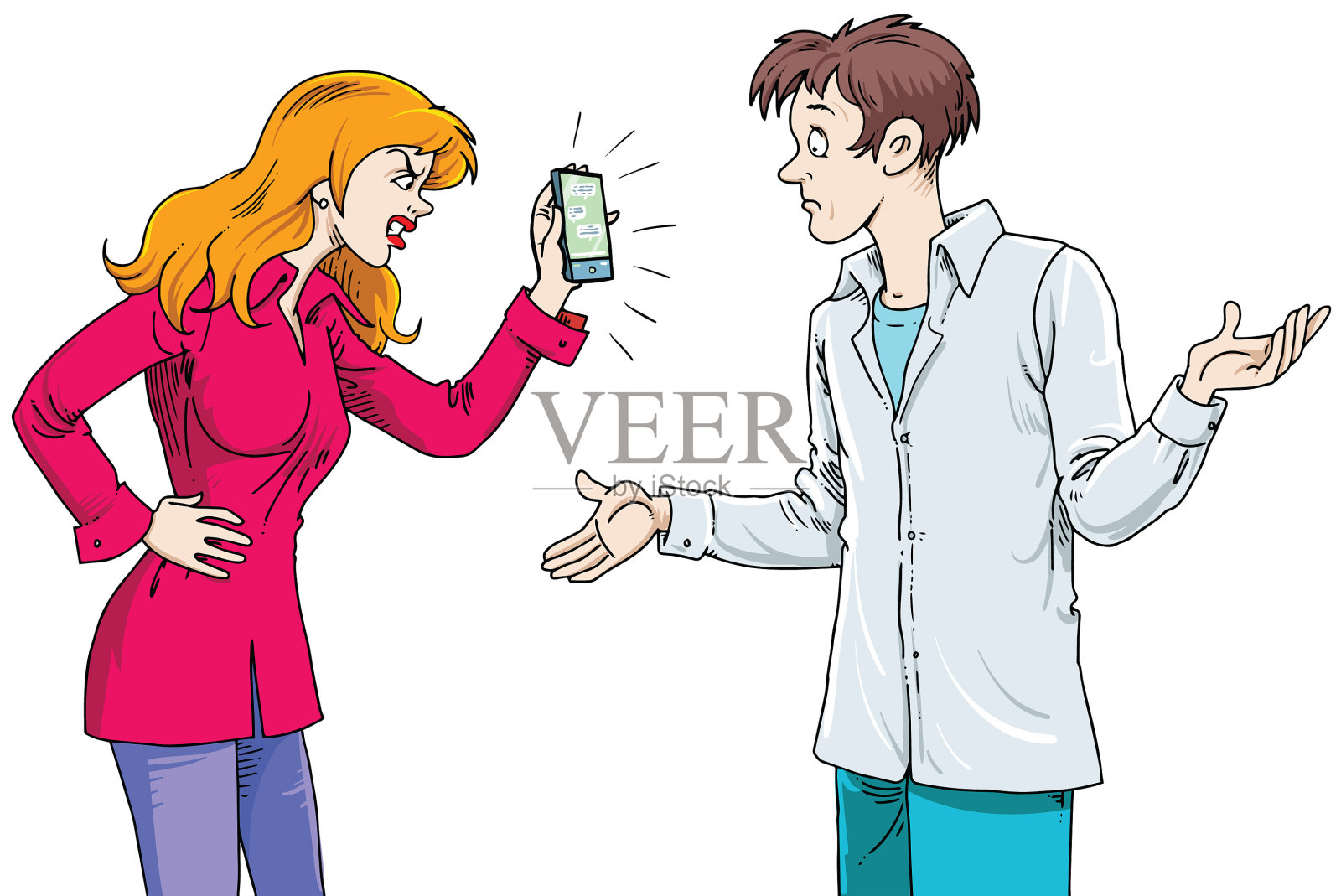 他们夫妻吵架的声音插画图片素材