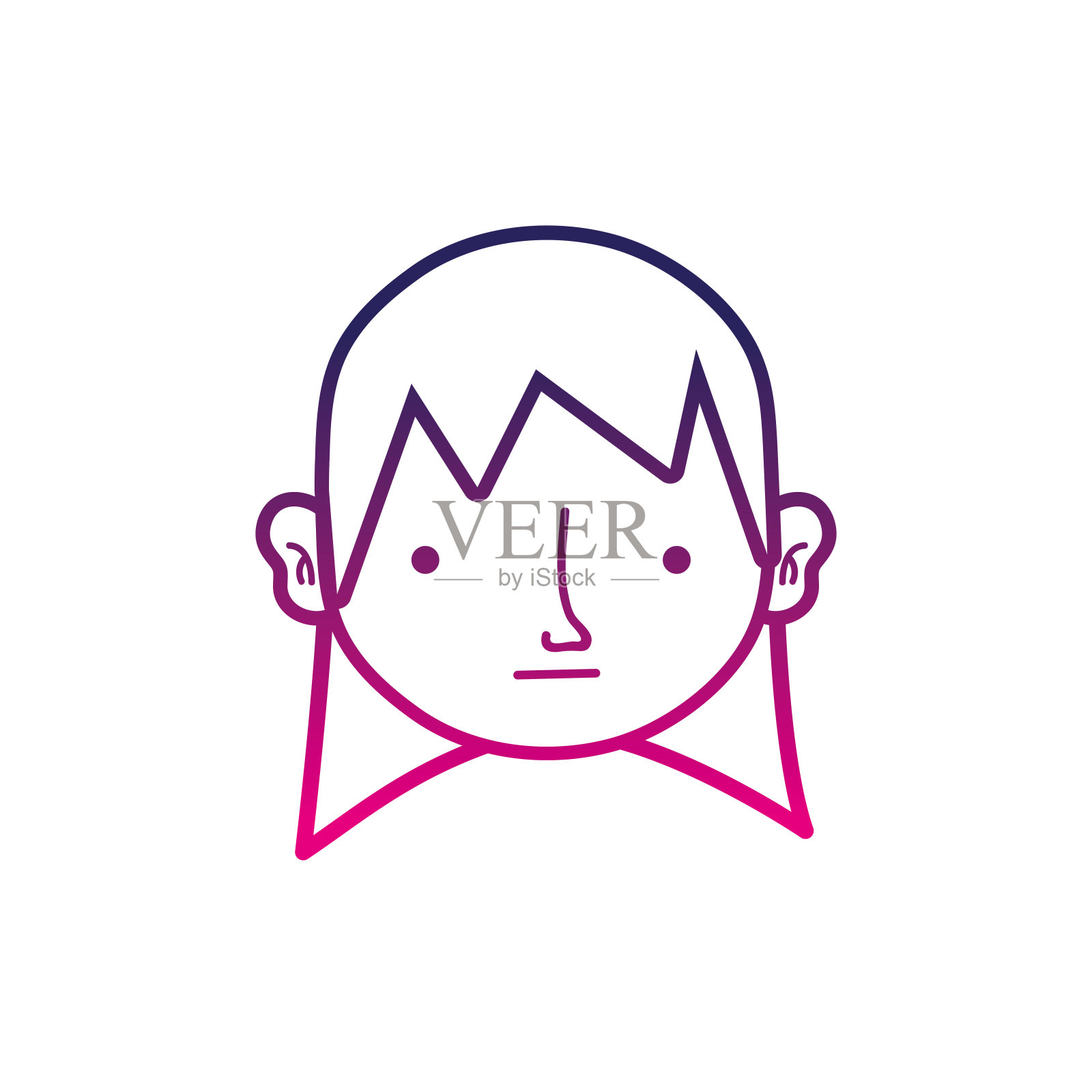 颜色线男孩头与长发设计设计元素图片