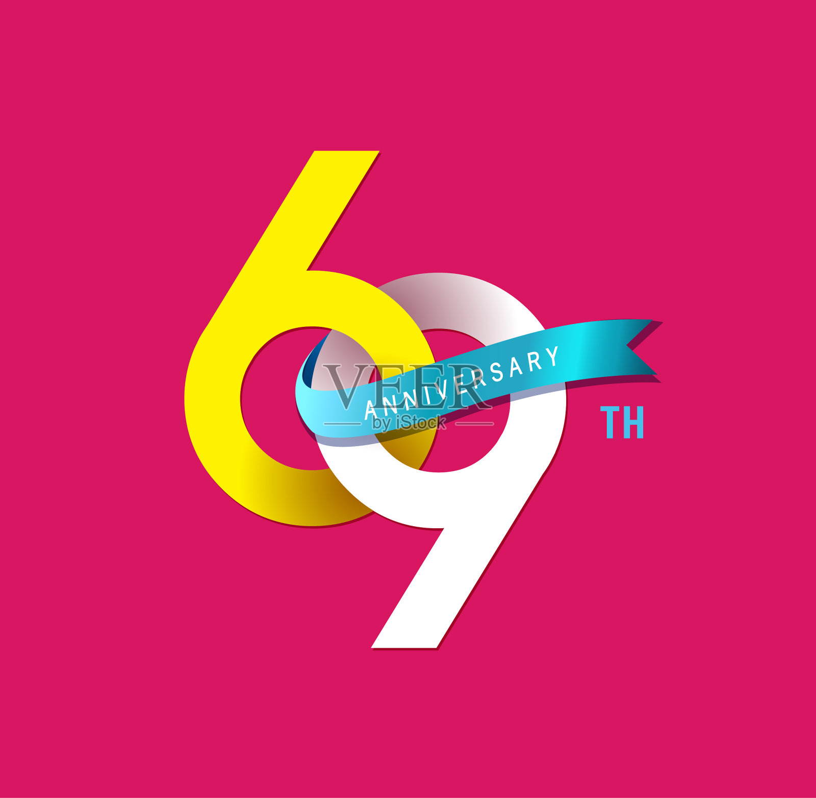 69周年纪念简单标志，网页，游戏模板设计，创意海报，小册子，传单，传单，杂志，请帖插画图片素材