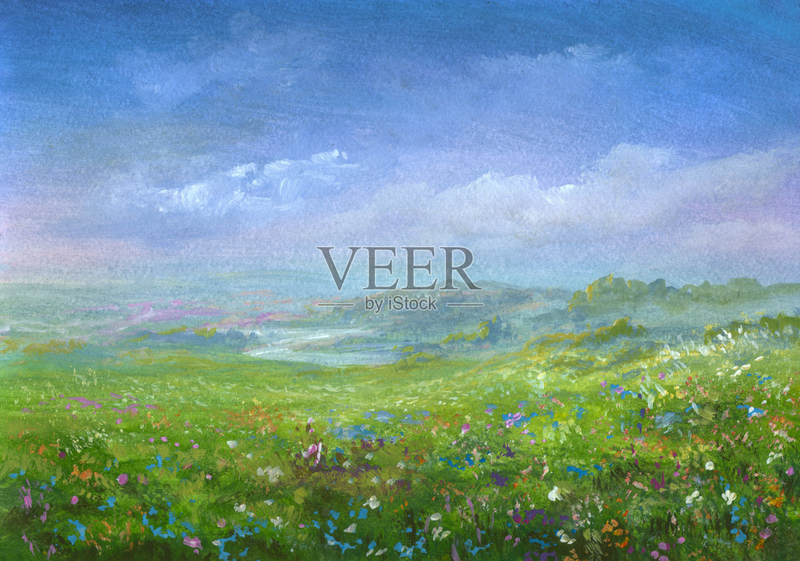 夏谷、水彩画插画图片素材