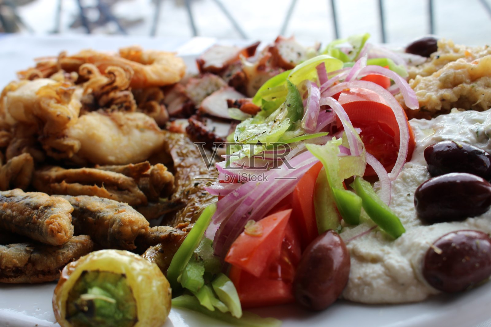 传统希腊海鲜拼盘照片摄影图片