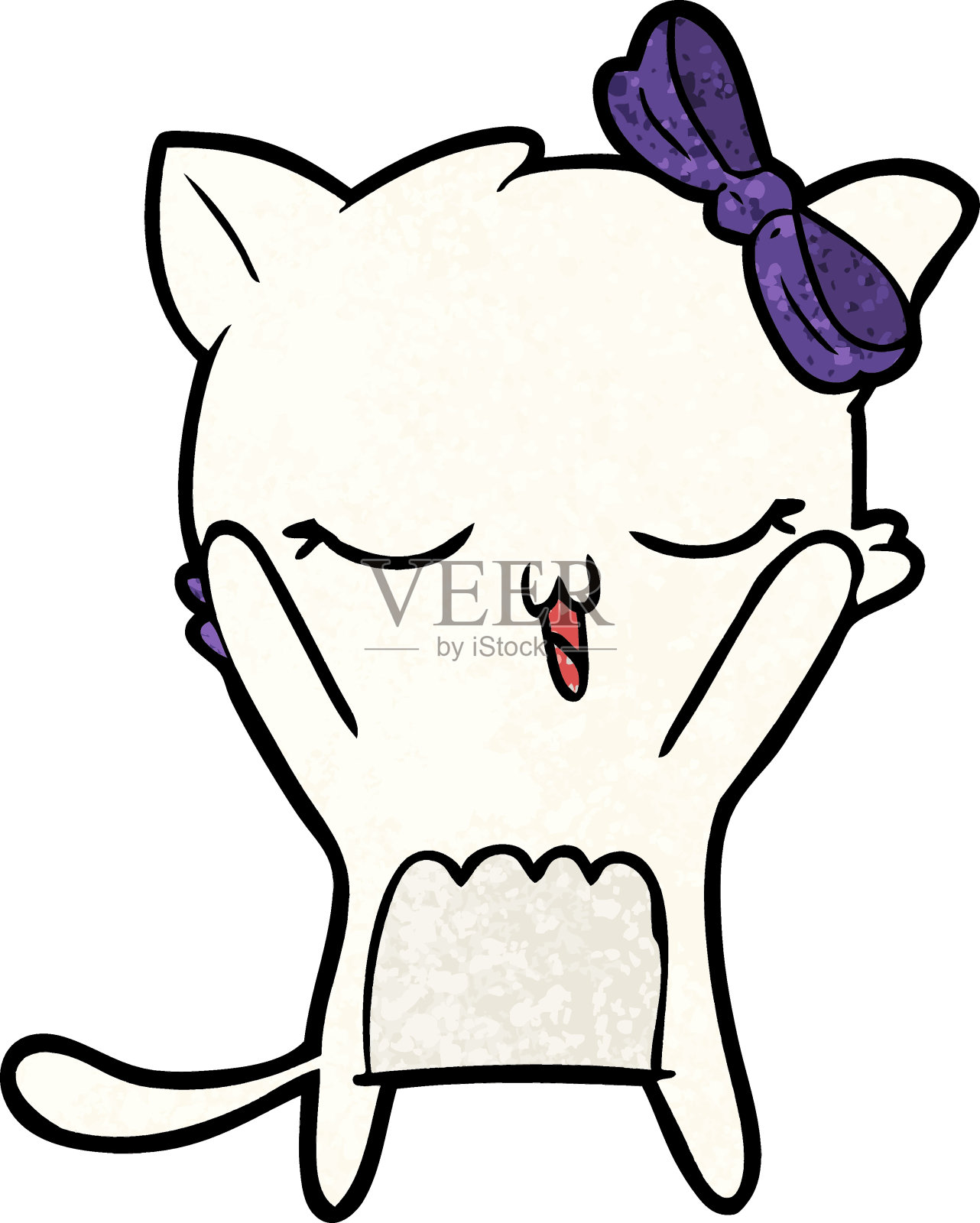 头上带蝴蝶结的卡通猫设计元素图片