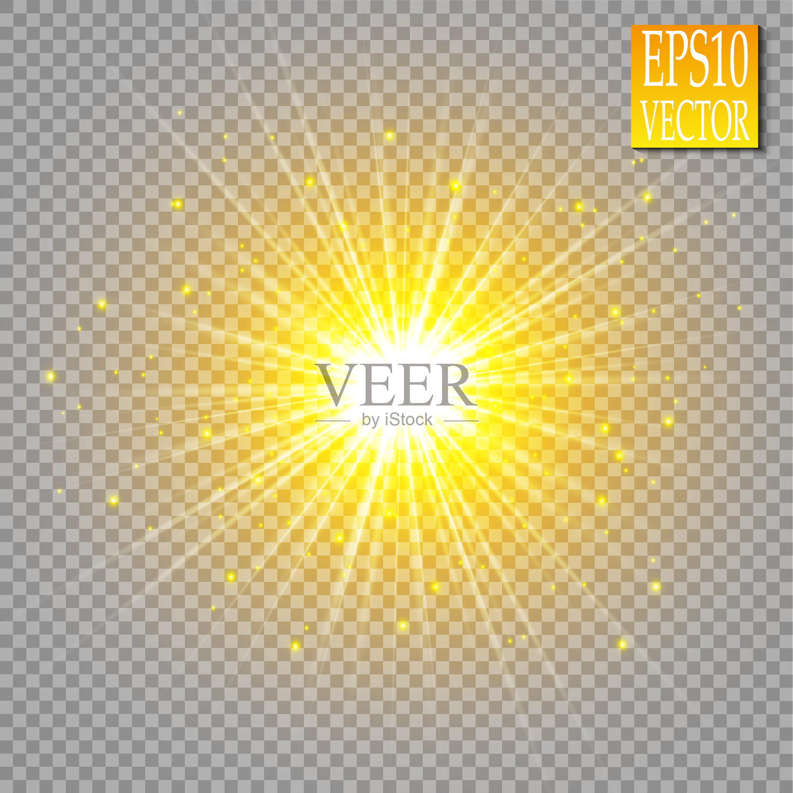 闪光星 burst 光效，金色发光插画图片素材
