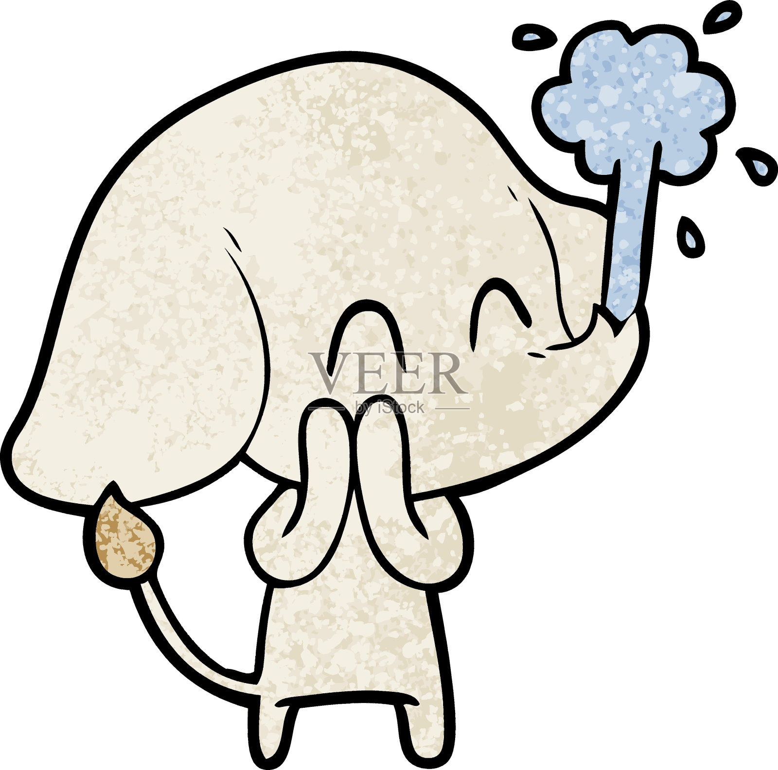 可爱的卡通大象正在喷水设计元素图片