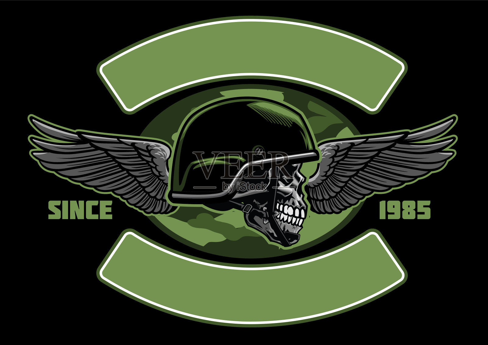 军事头骨设计插画图片素材