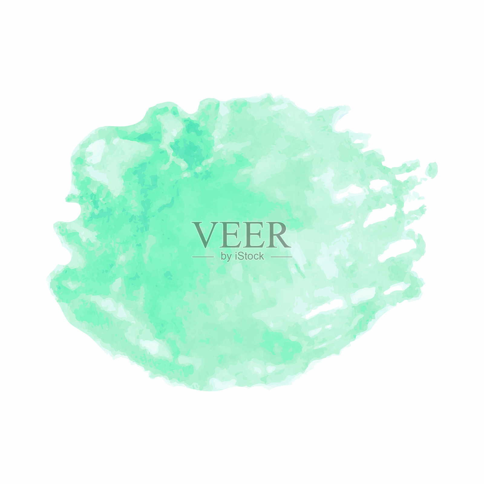 绿色水彩污渍隔离在白色背景上插画图片素材