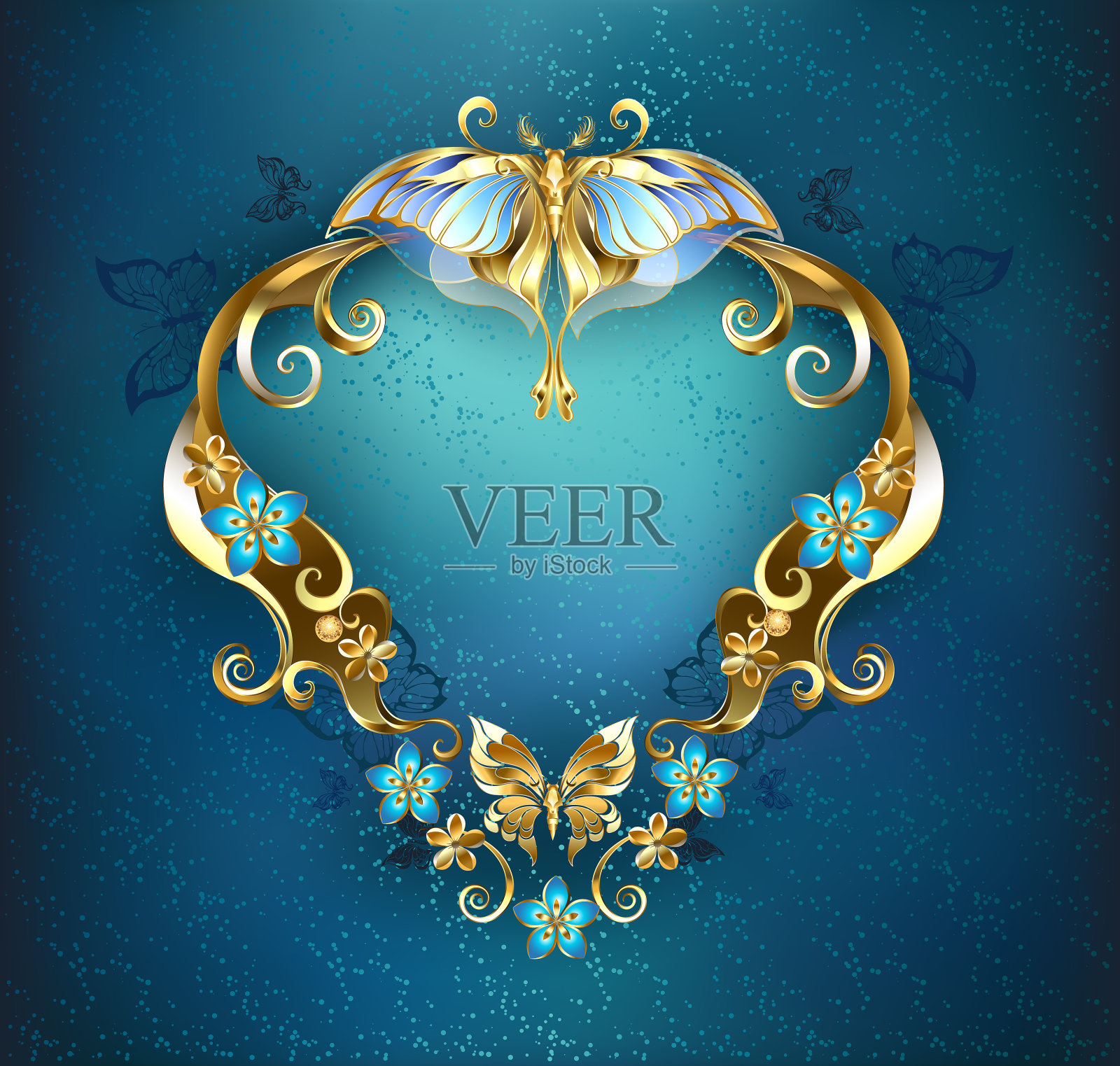 金色蝴蝶横幅插画图片素材