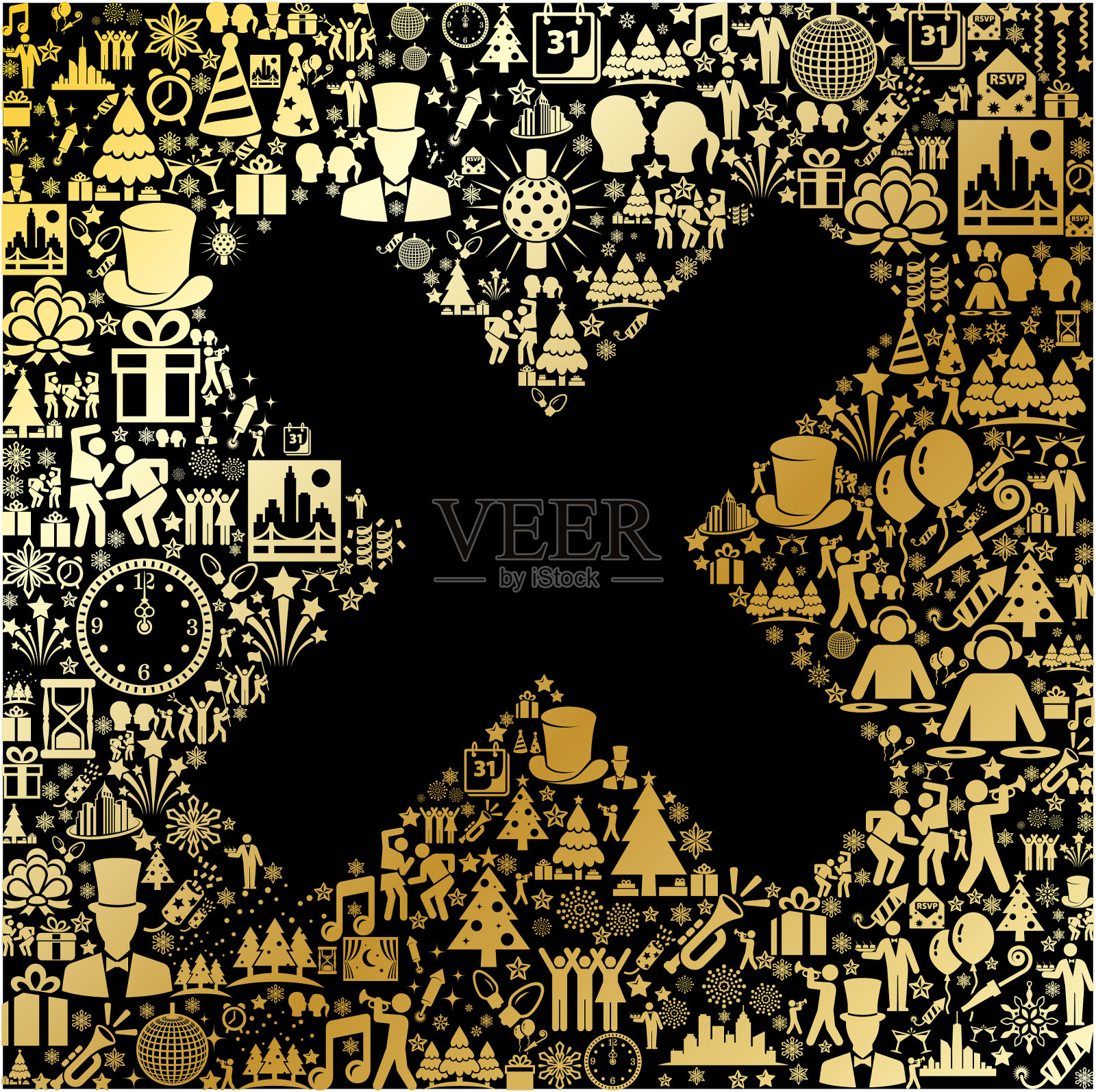 X标志着2018年新年黄金庆祝矢量图标模式插画图片素材