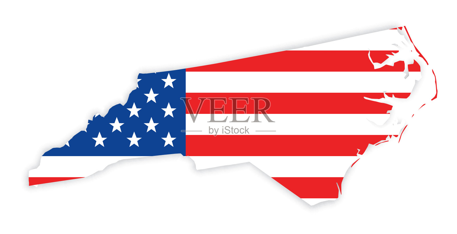 北卡罗来纳州地图与旗帜作为背景插画图片素材