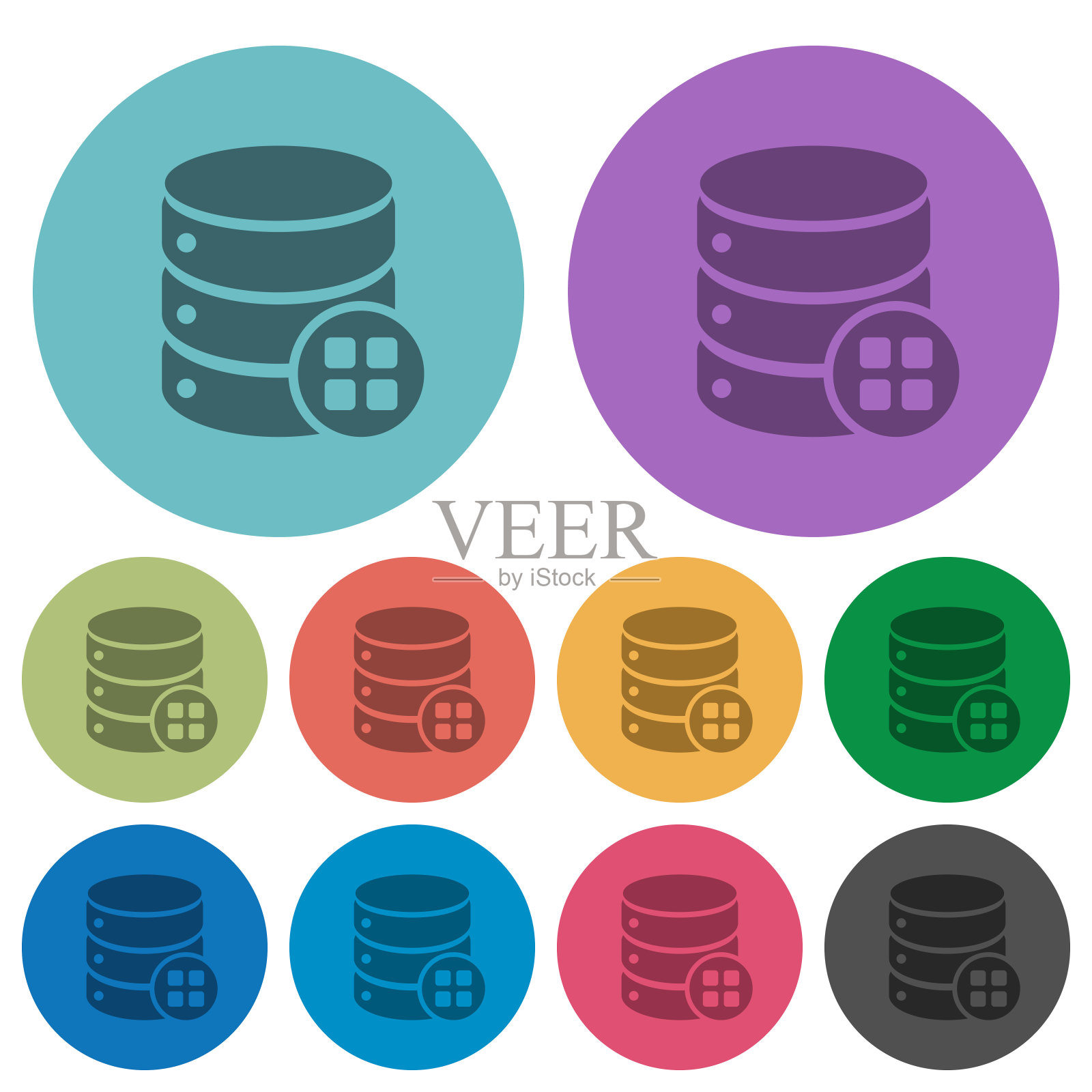 数据库模块颜色较暗的平面图标图标素材