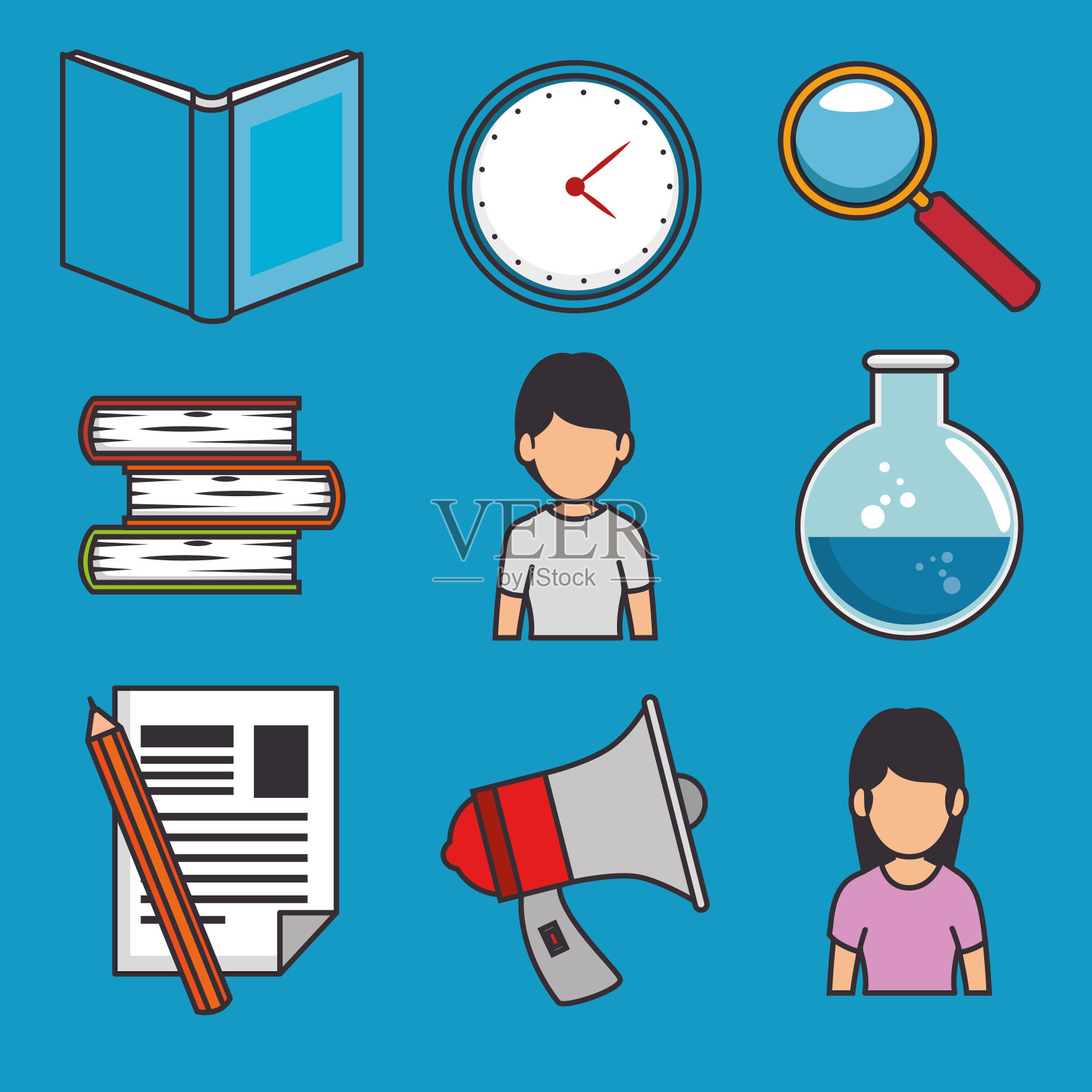 一套教育在线图标插画图片素材