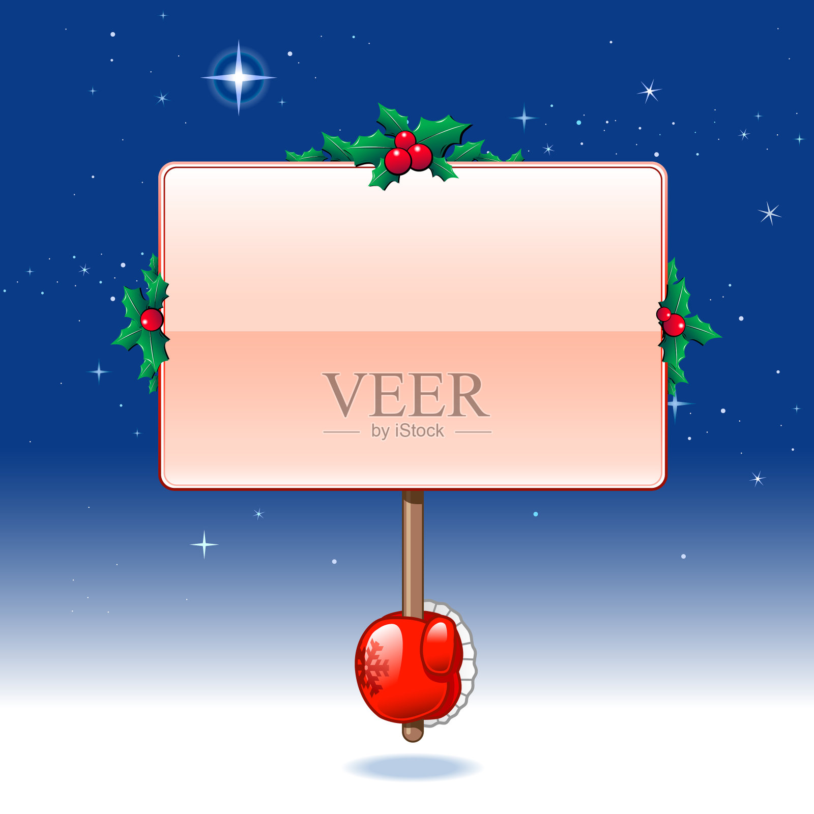 手握空白板-圣诞节插画图片素材