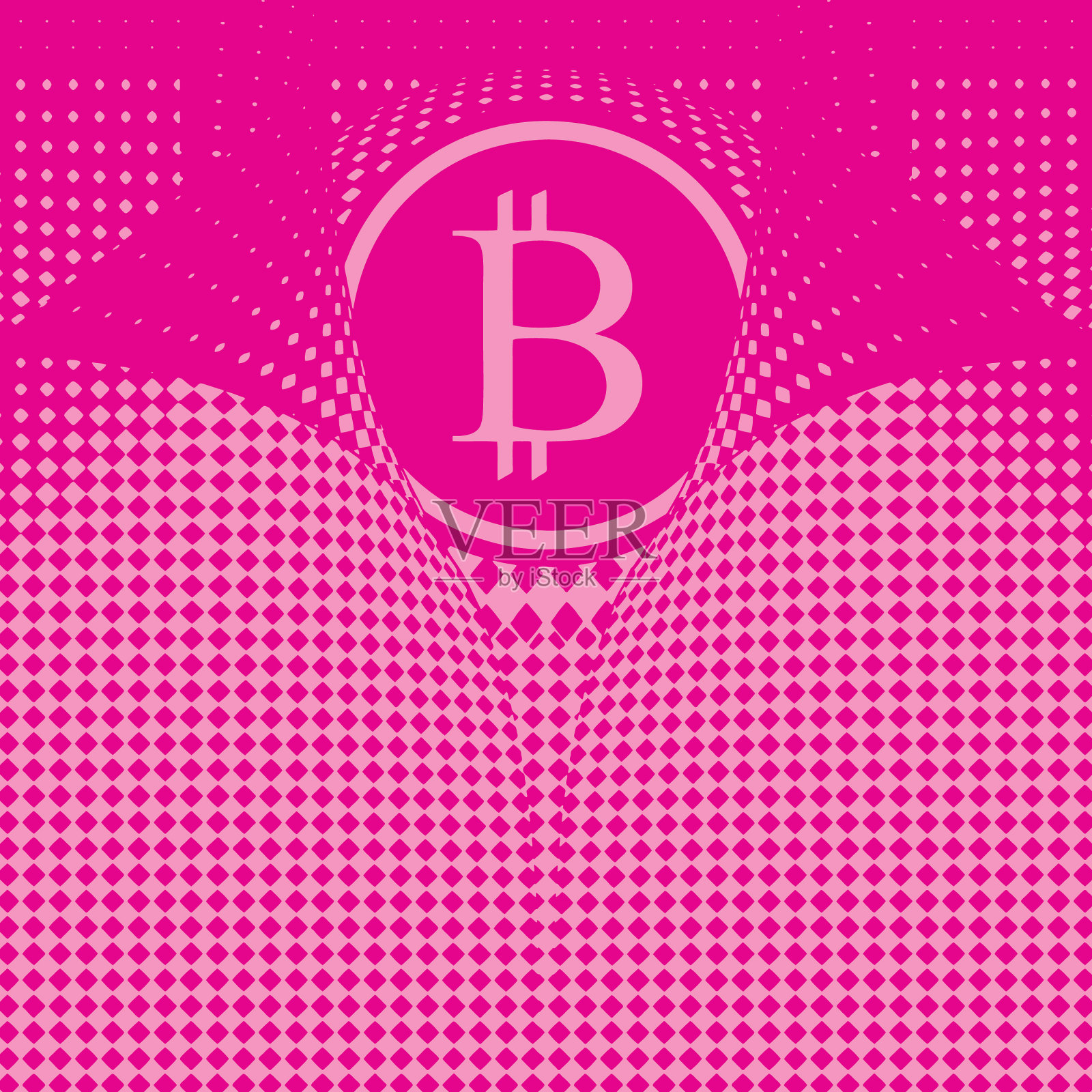 彩色雕刻比特币背景与半色调图案插画图片素材