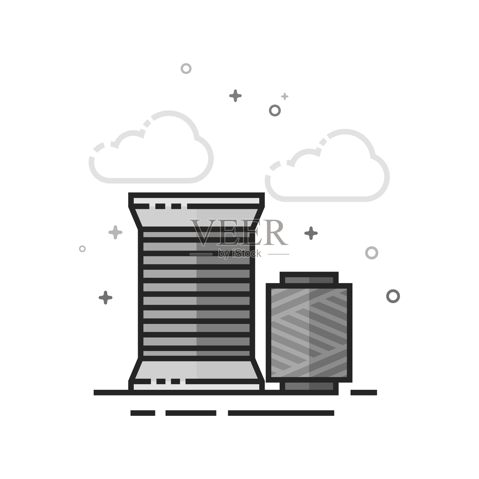 平灰度图标-纱线插画图片素材