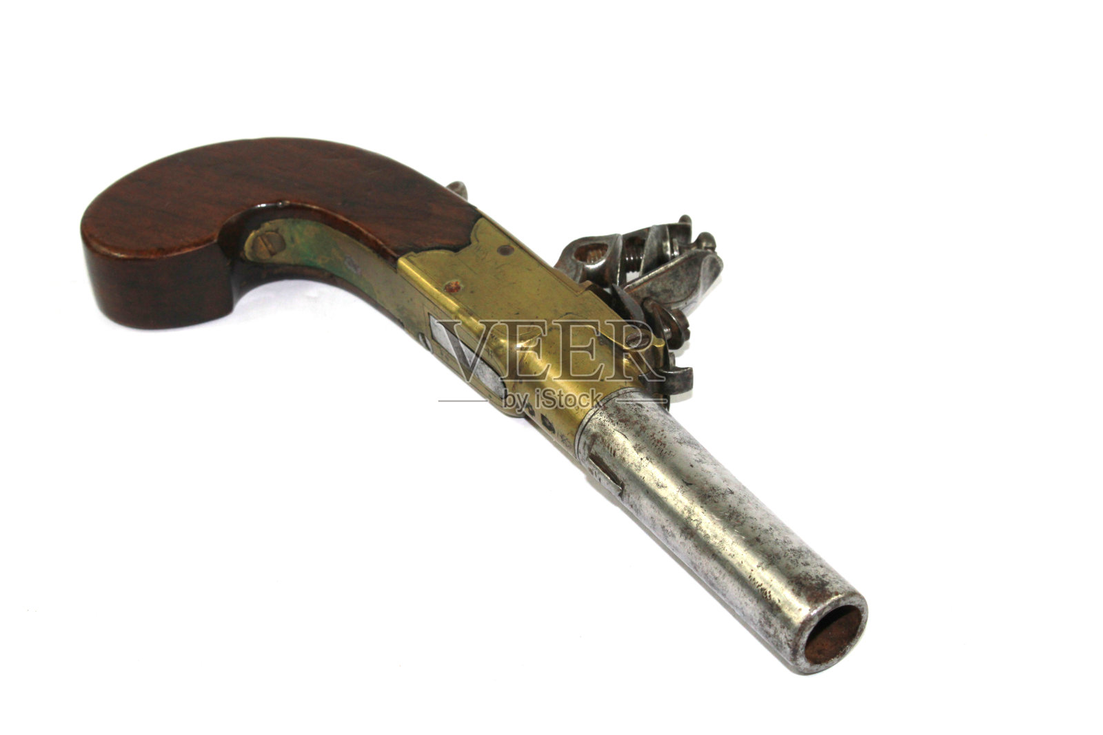 古董古董枪手枪在白色的背景照片摄影图片