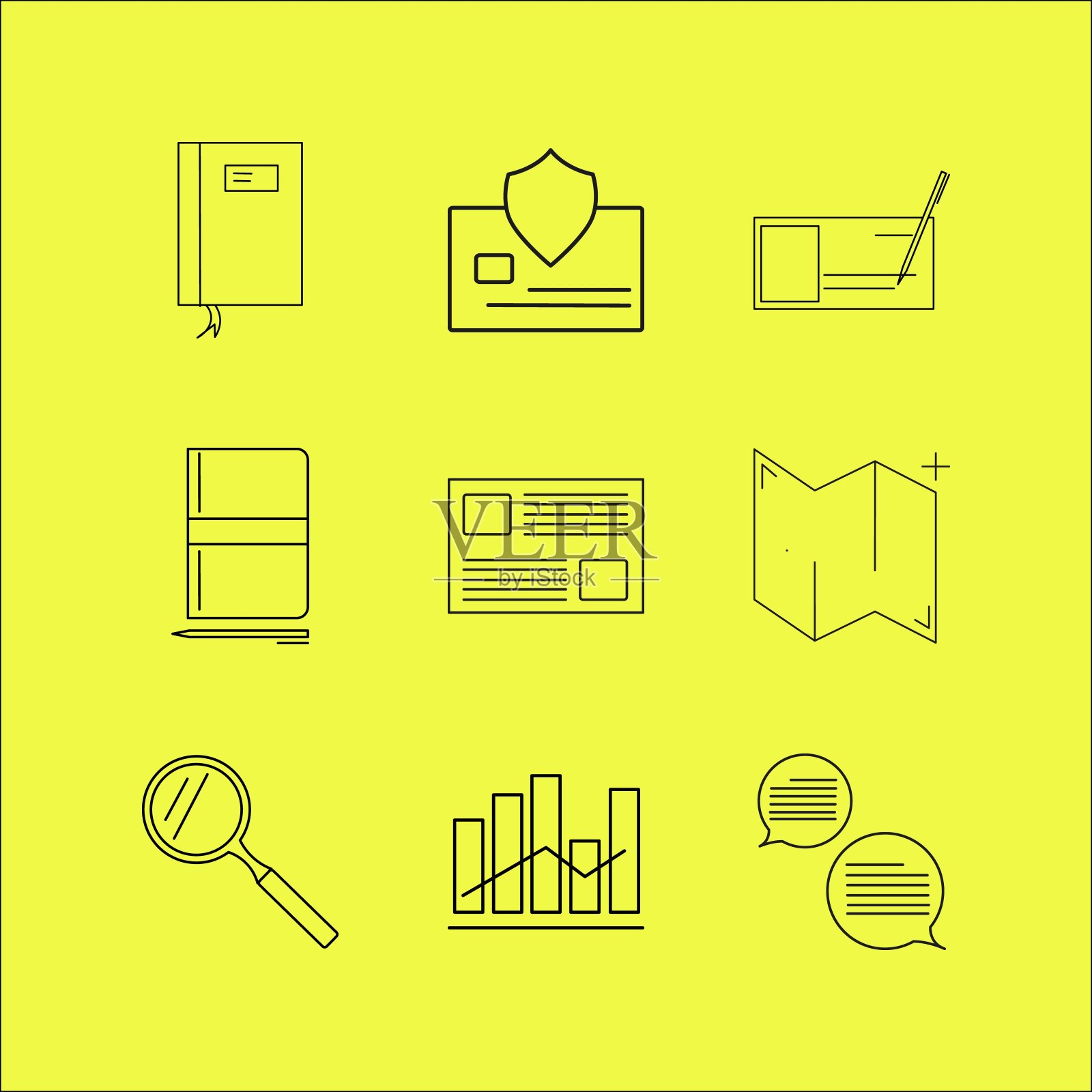 业务线性图标集。简单的轮廓图标图标素材