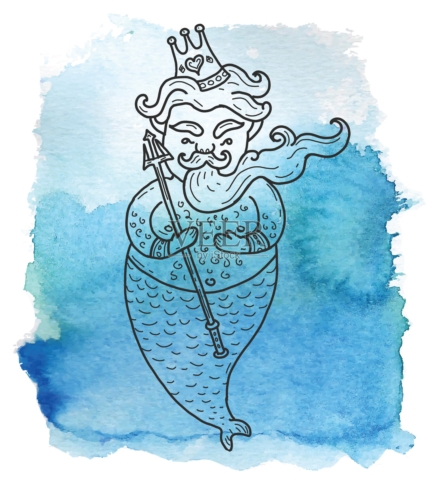 可爱的人鱼插画图片素材