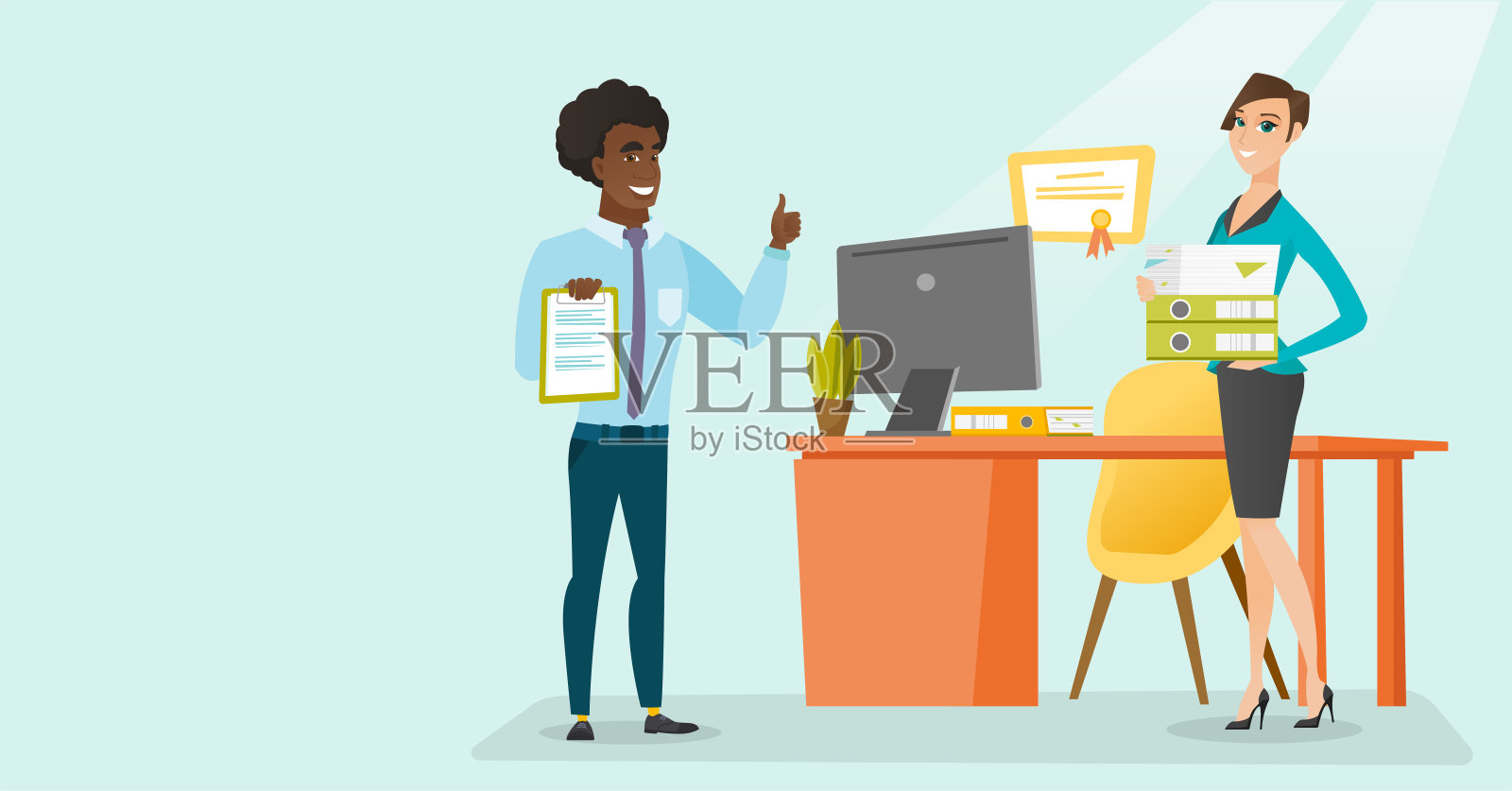 持有商务文件的办公室职员插画图片素材