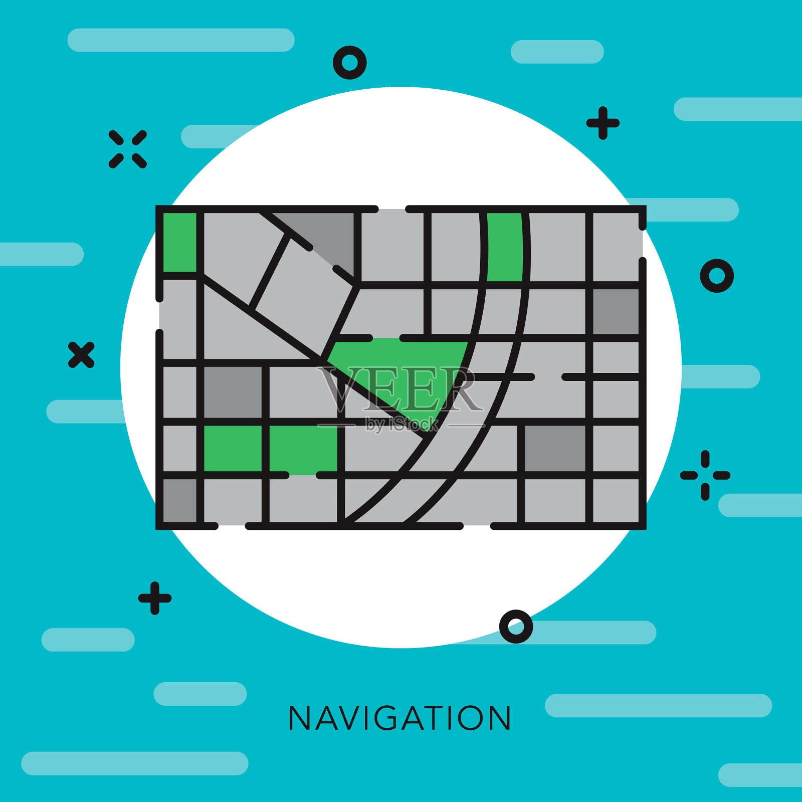 地图打开大纲旅行图标插画图片素材