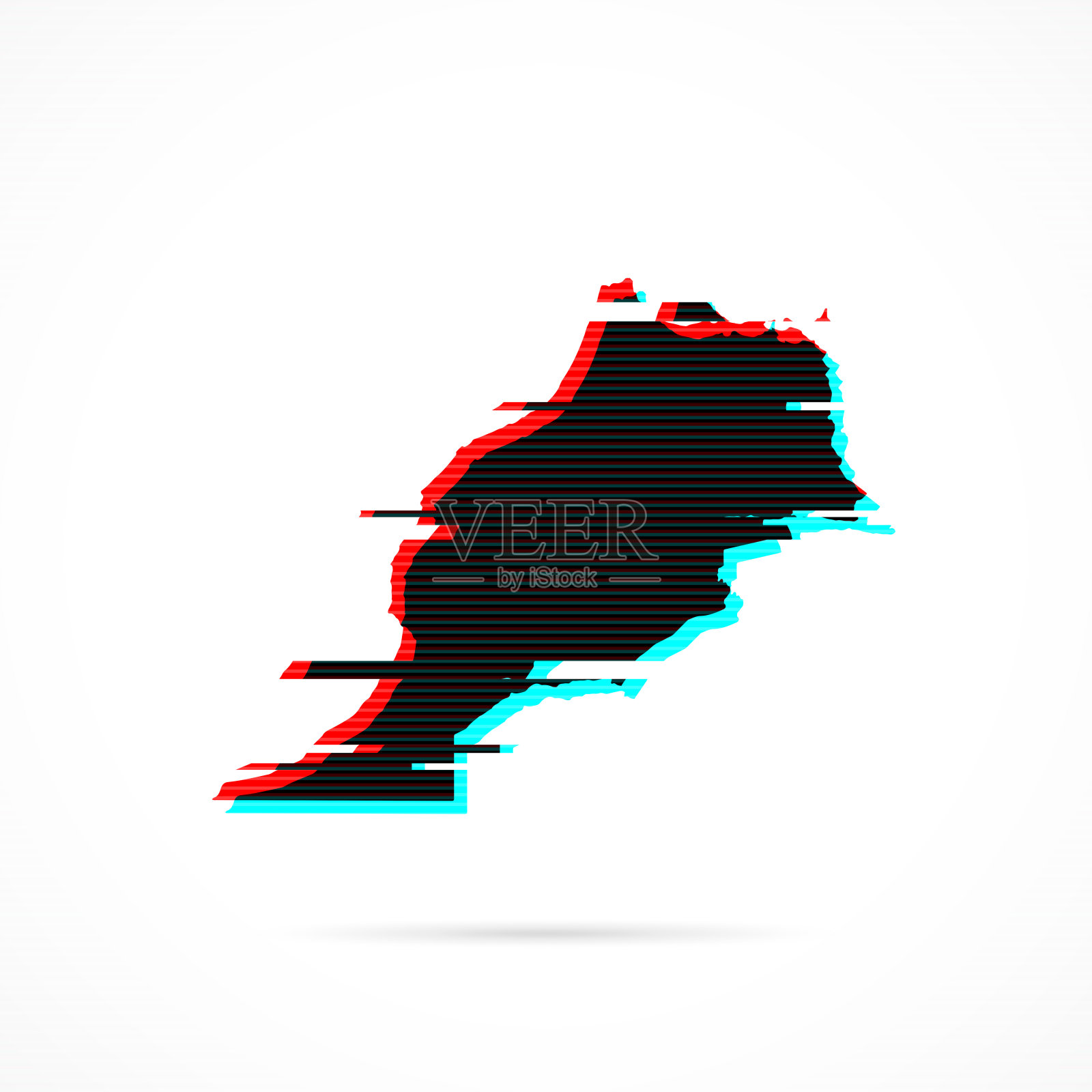 摩洛哥地图在扭曲的glitch风格。现代时尚的效果插画图片素材