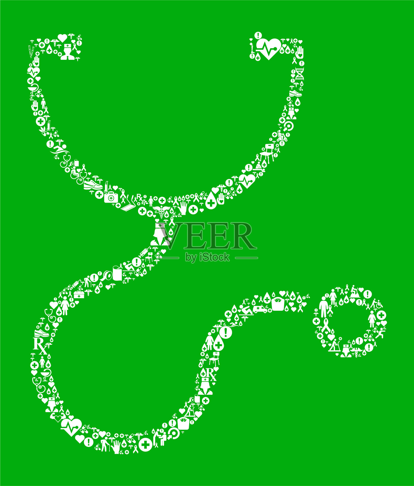 听诊器绿色医疗康复理疗插画图片素材