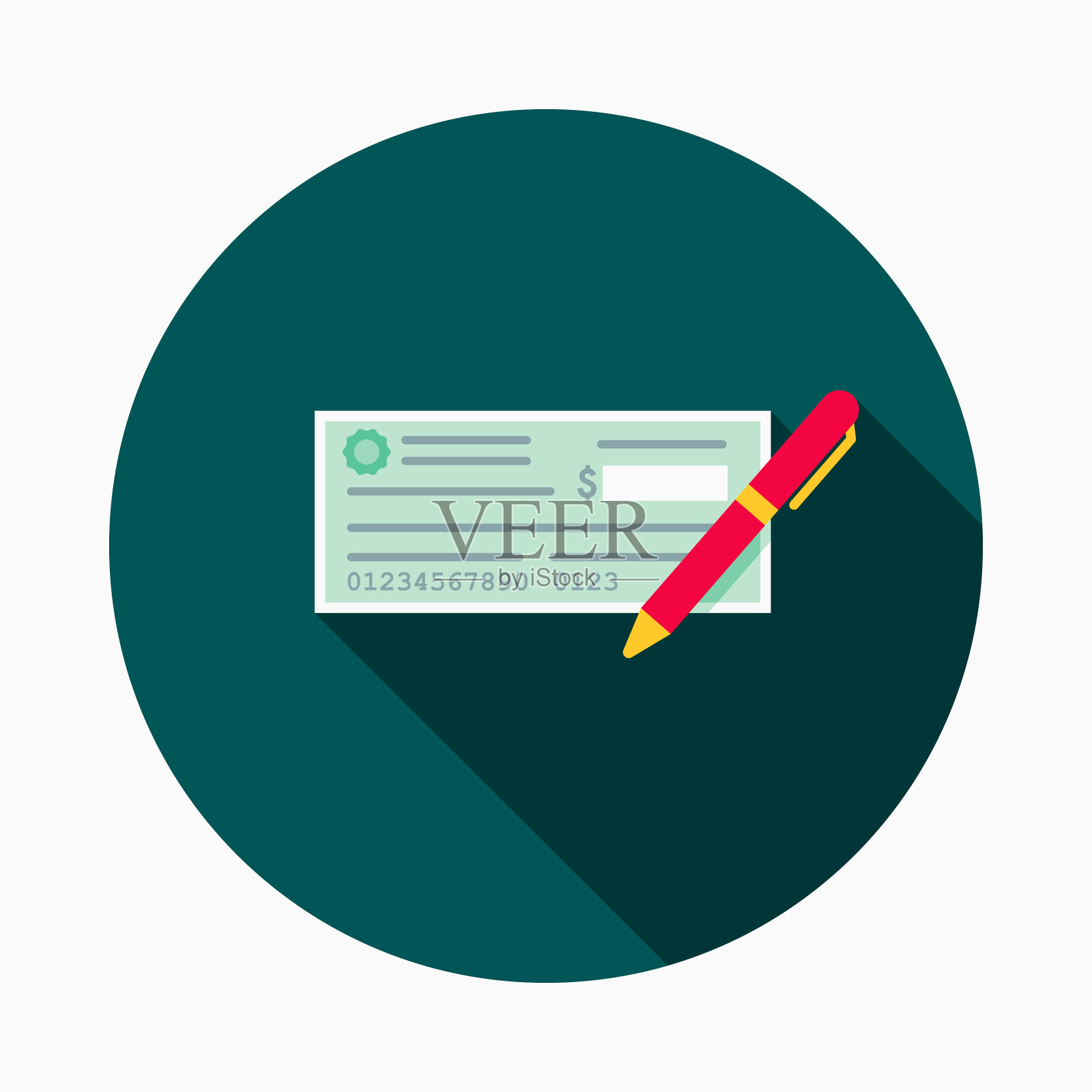 支票平面设计电子商务图标插画图片素材