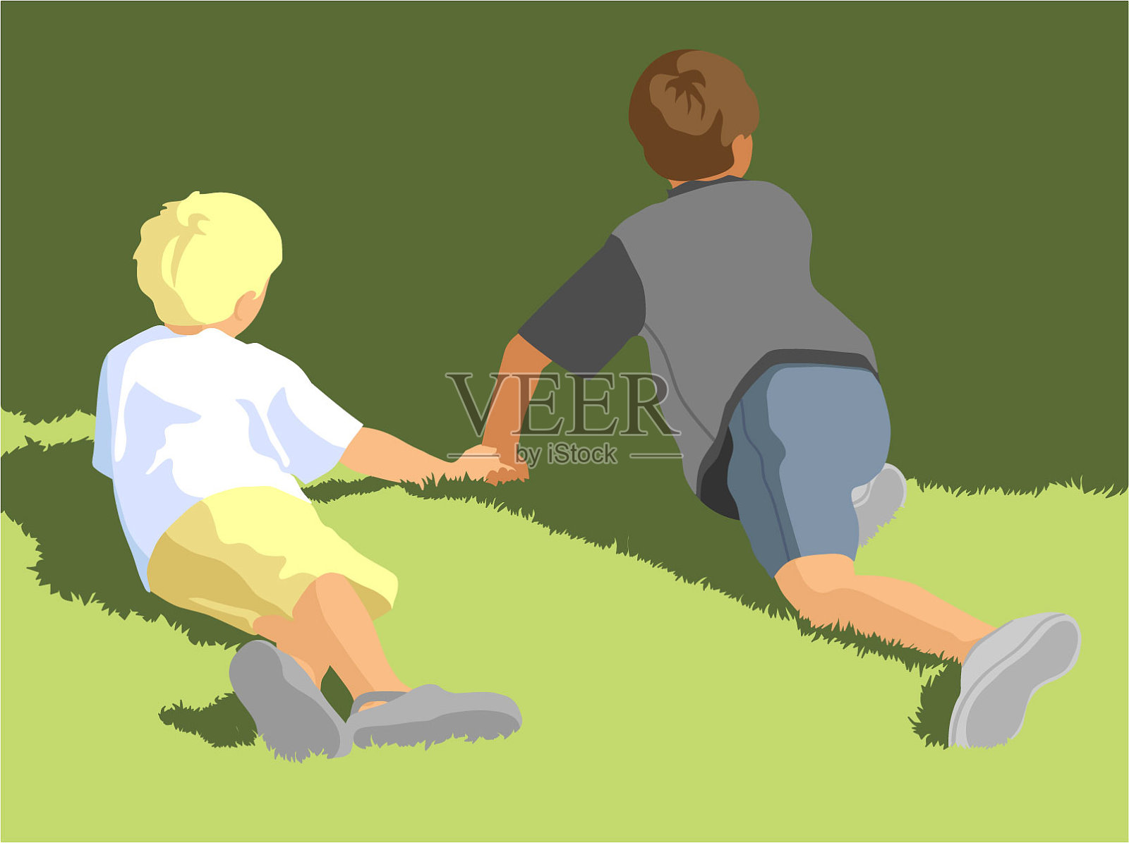 两个男孩爬插画图片素材