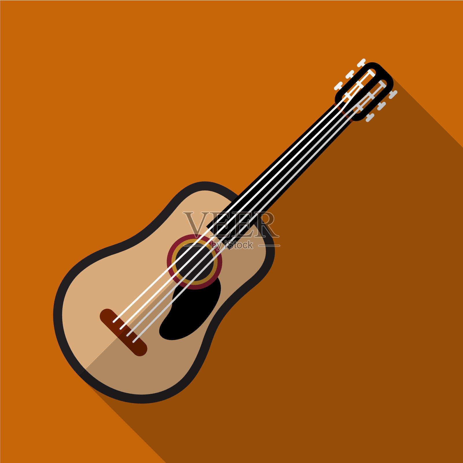 吉他平面图标插图设计元素图片
