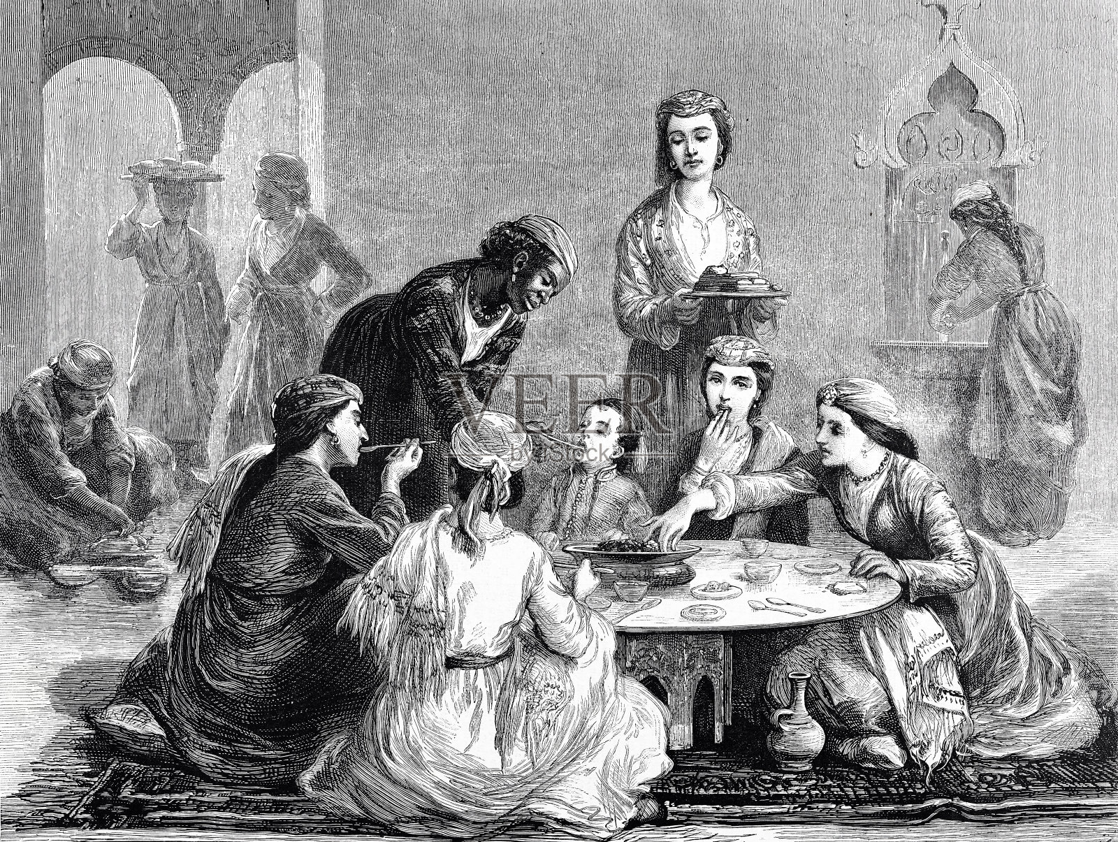 土耳其家庭聚餐插画图片素材