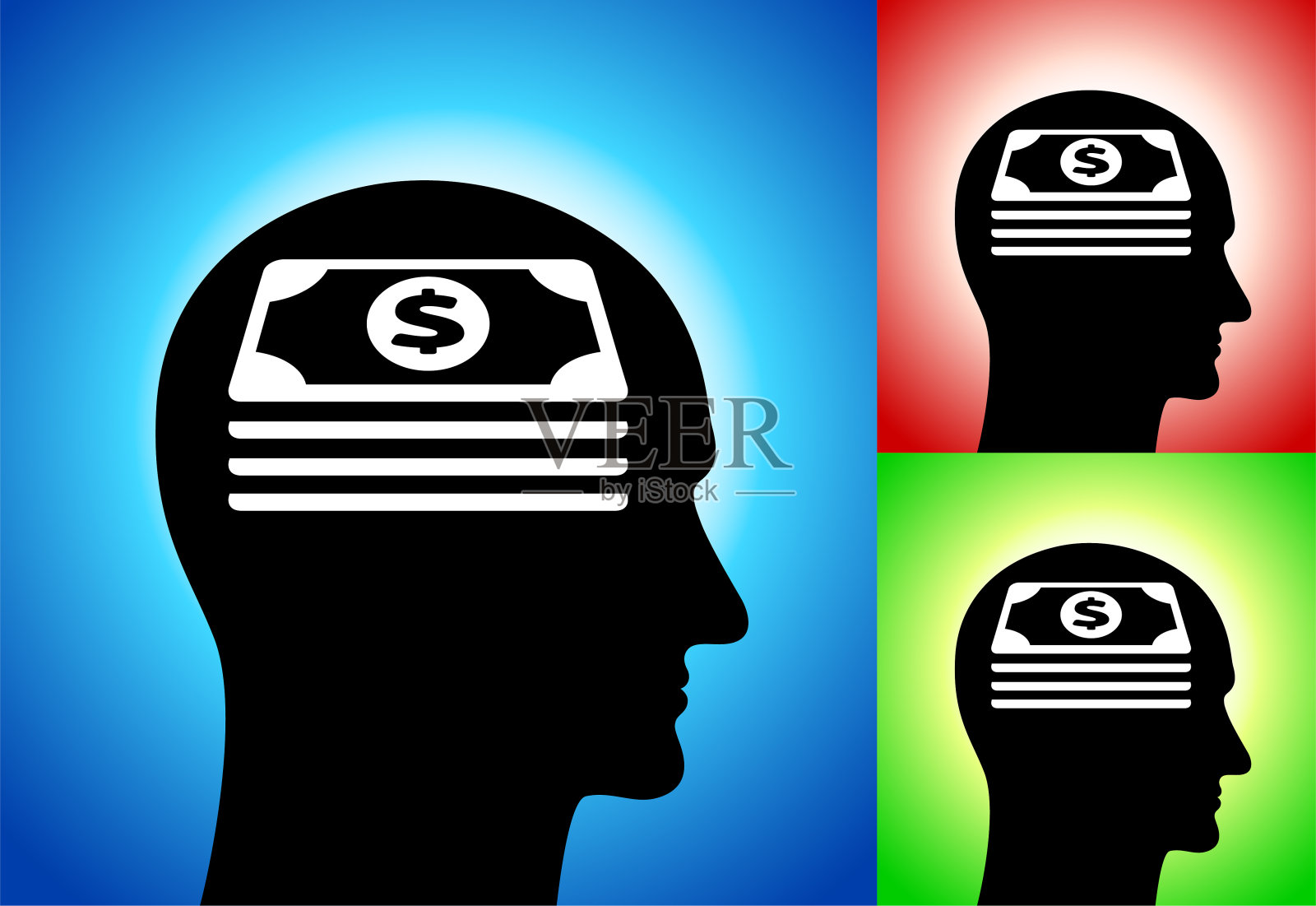 现金在我的脑海中堆积金钱插画图片素材